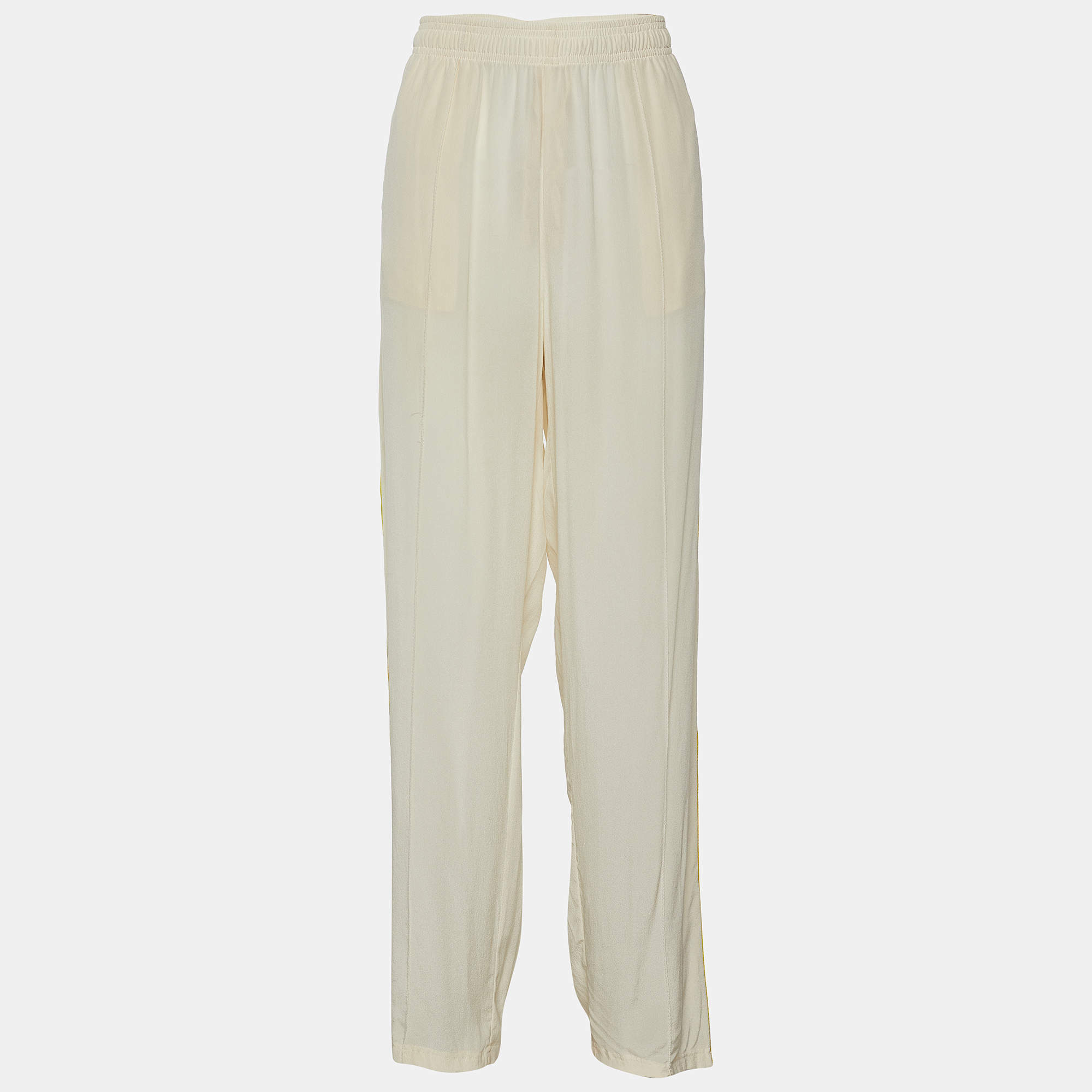 Gucci Cream Silk Side Stripes Jersey Track Pants L