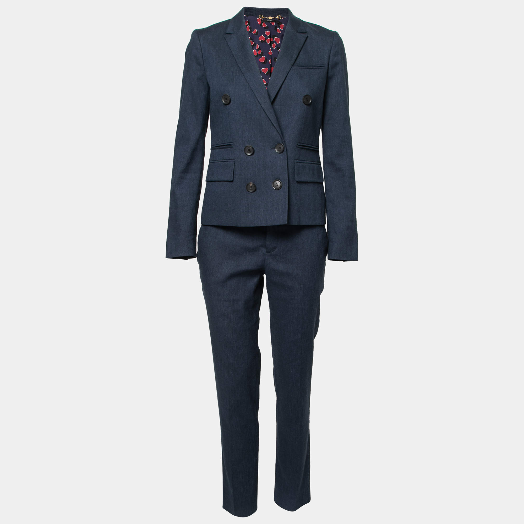 Gucci Navy Blue Linen Pant Suit M 