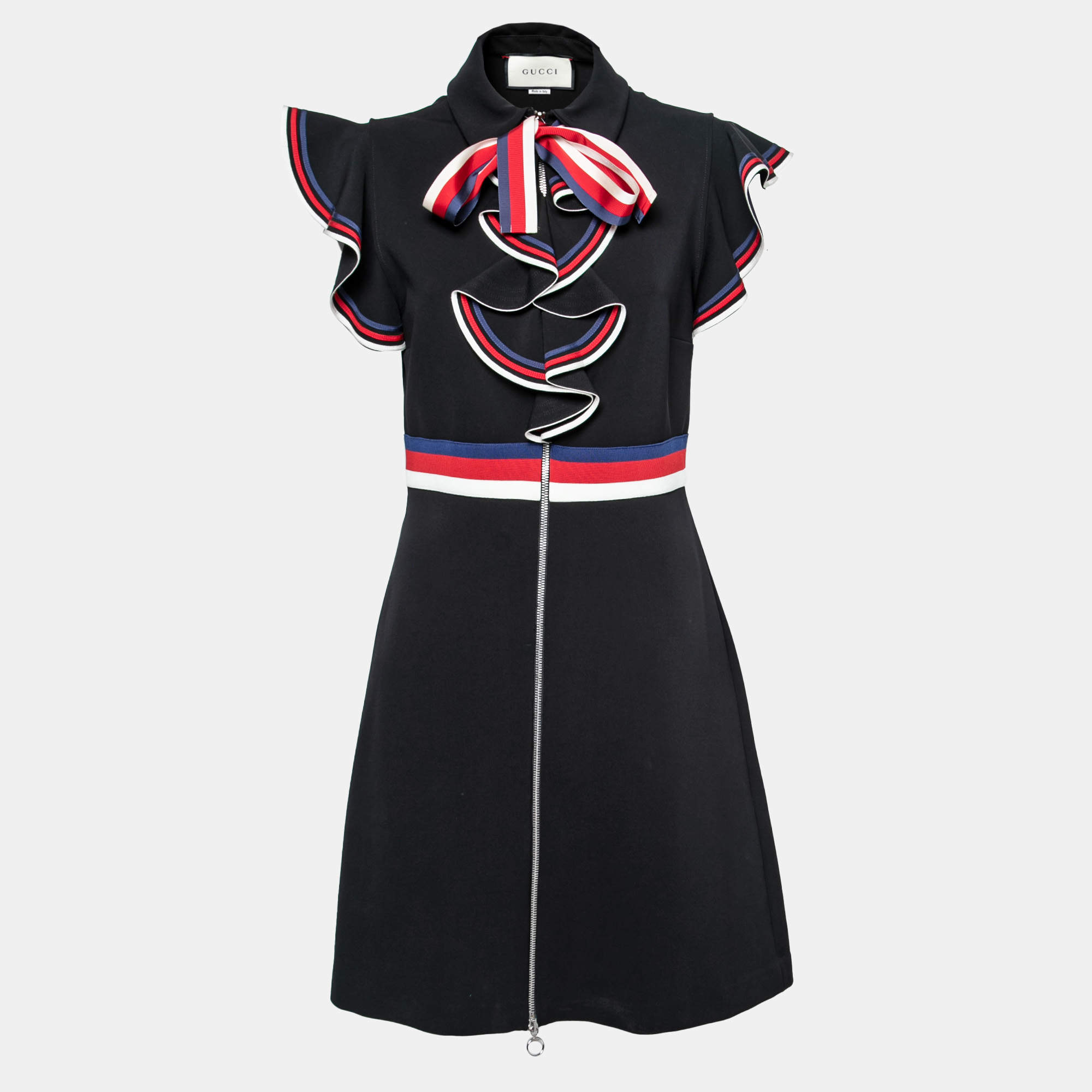 Gucci Black Stretch Jersey Sylvie Web Trim Ruffled Dress XL Gucci | The ...