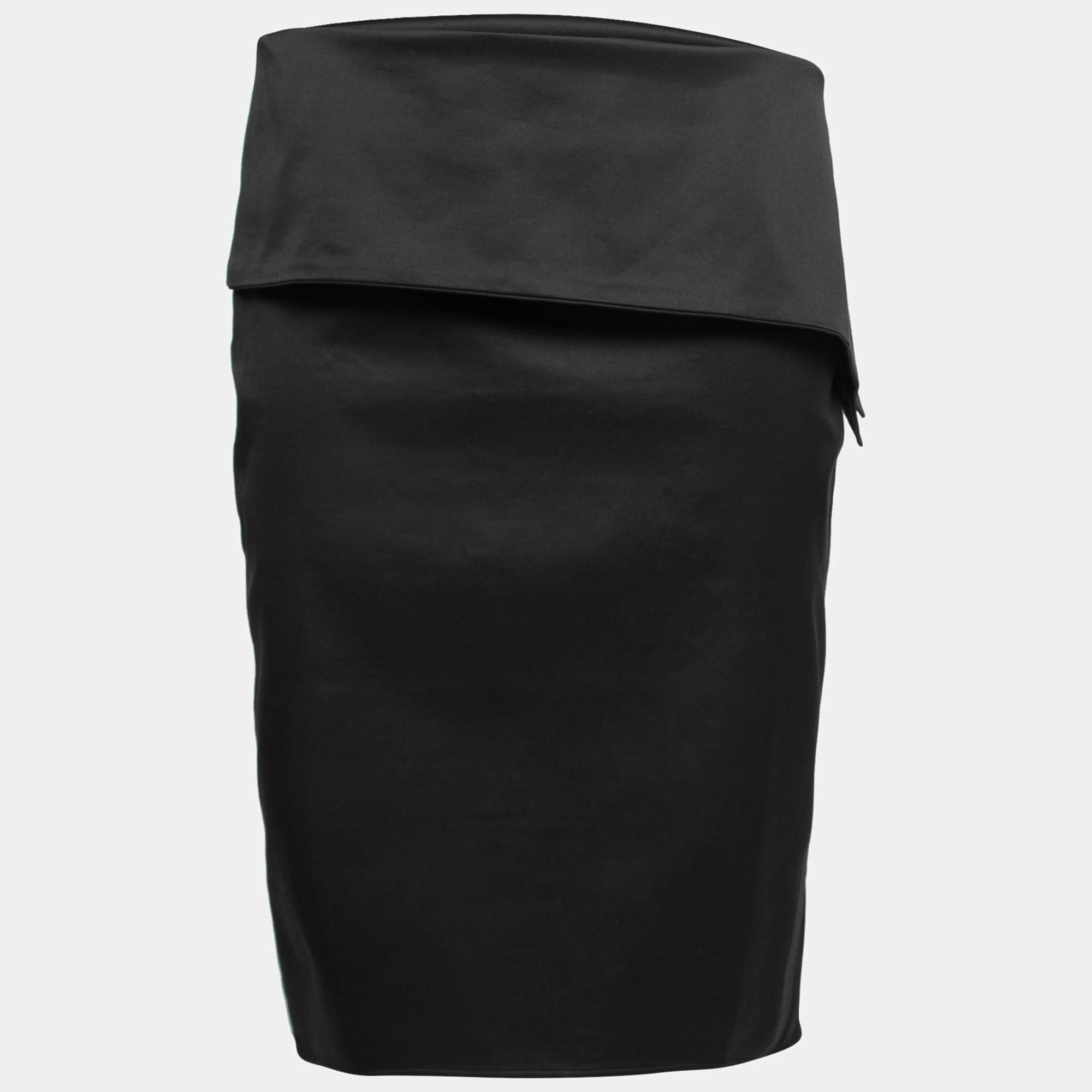 Pre Owned Gucci Black Cotton Overlay Detail Skirt M