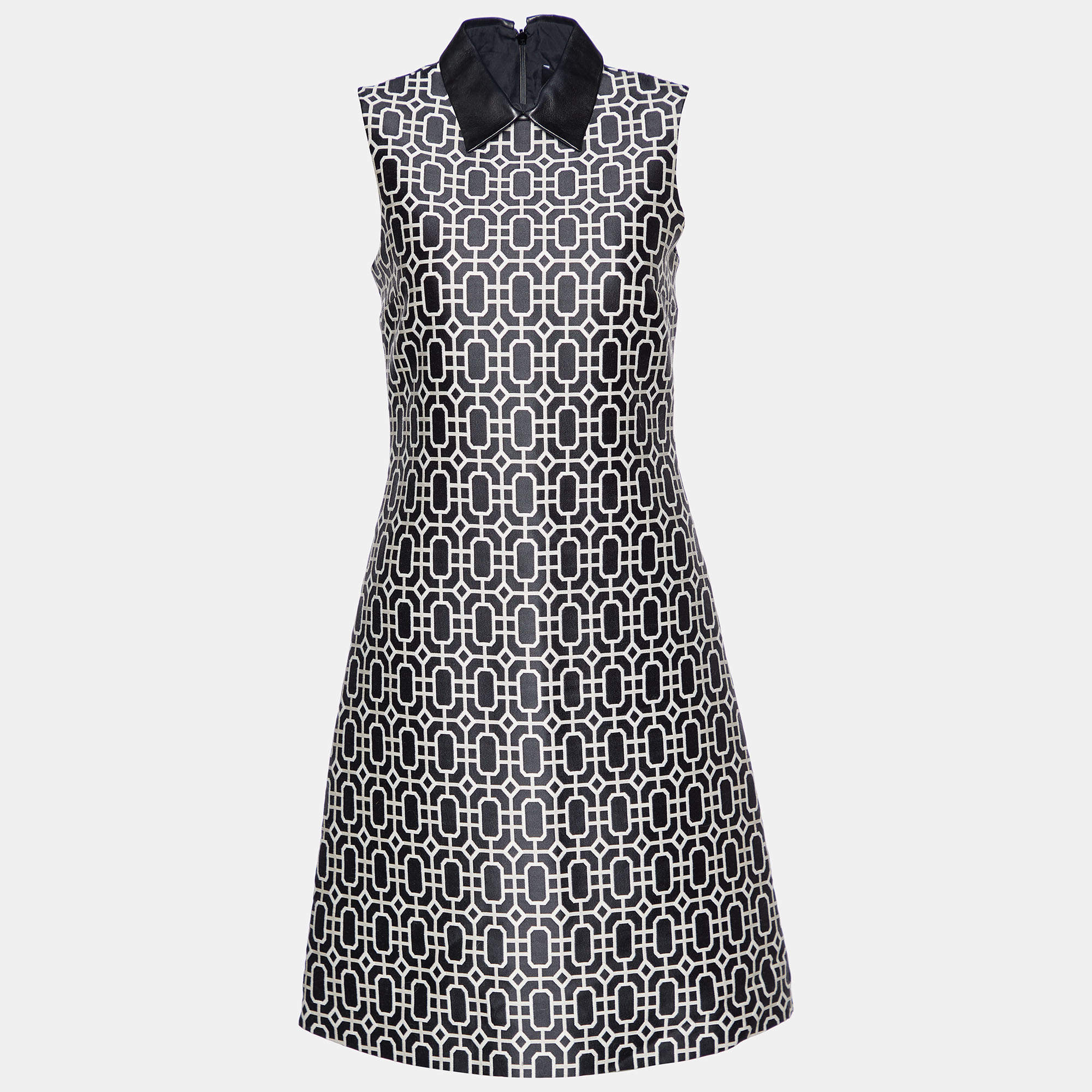 Gucci Black Octagonal Jacquard Wool Blend Sheath Dress S