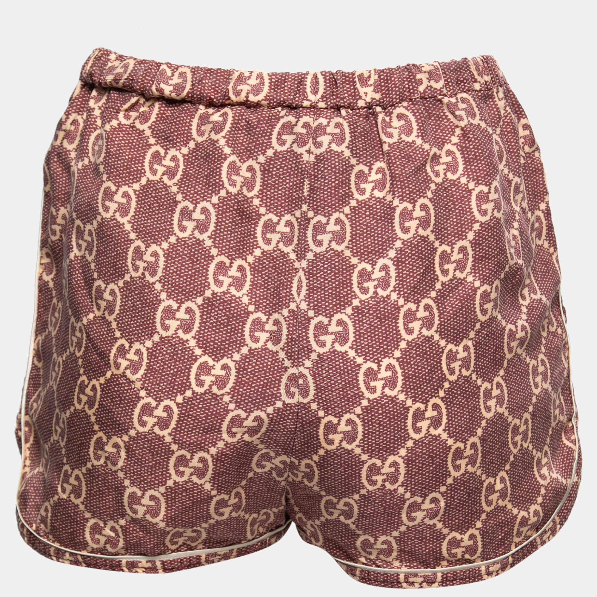 Gucci Burgundy GG Supreme Silk Shorts XS