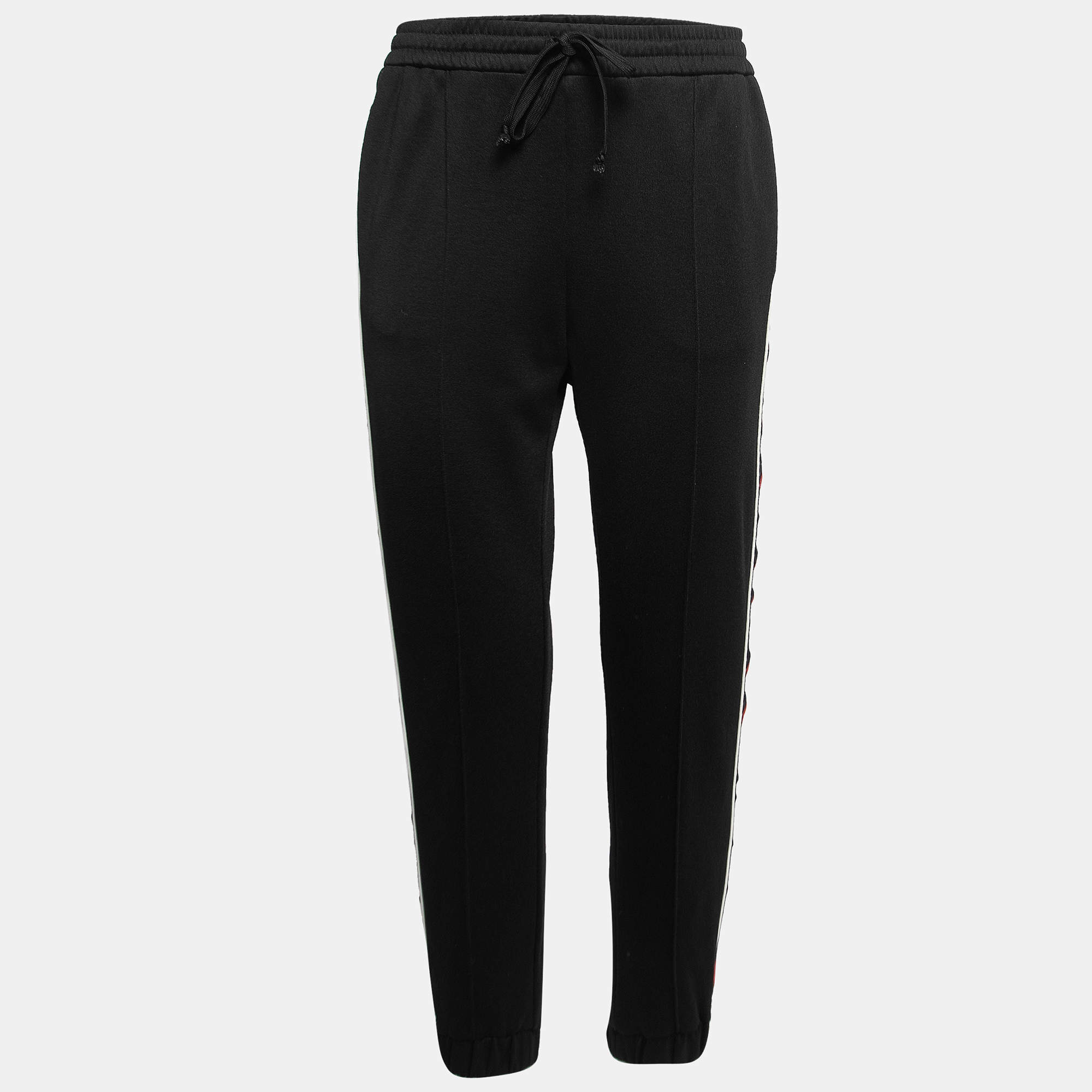 Gucci Black Technical Jersey Stripe Detail Track Pants M
