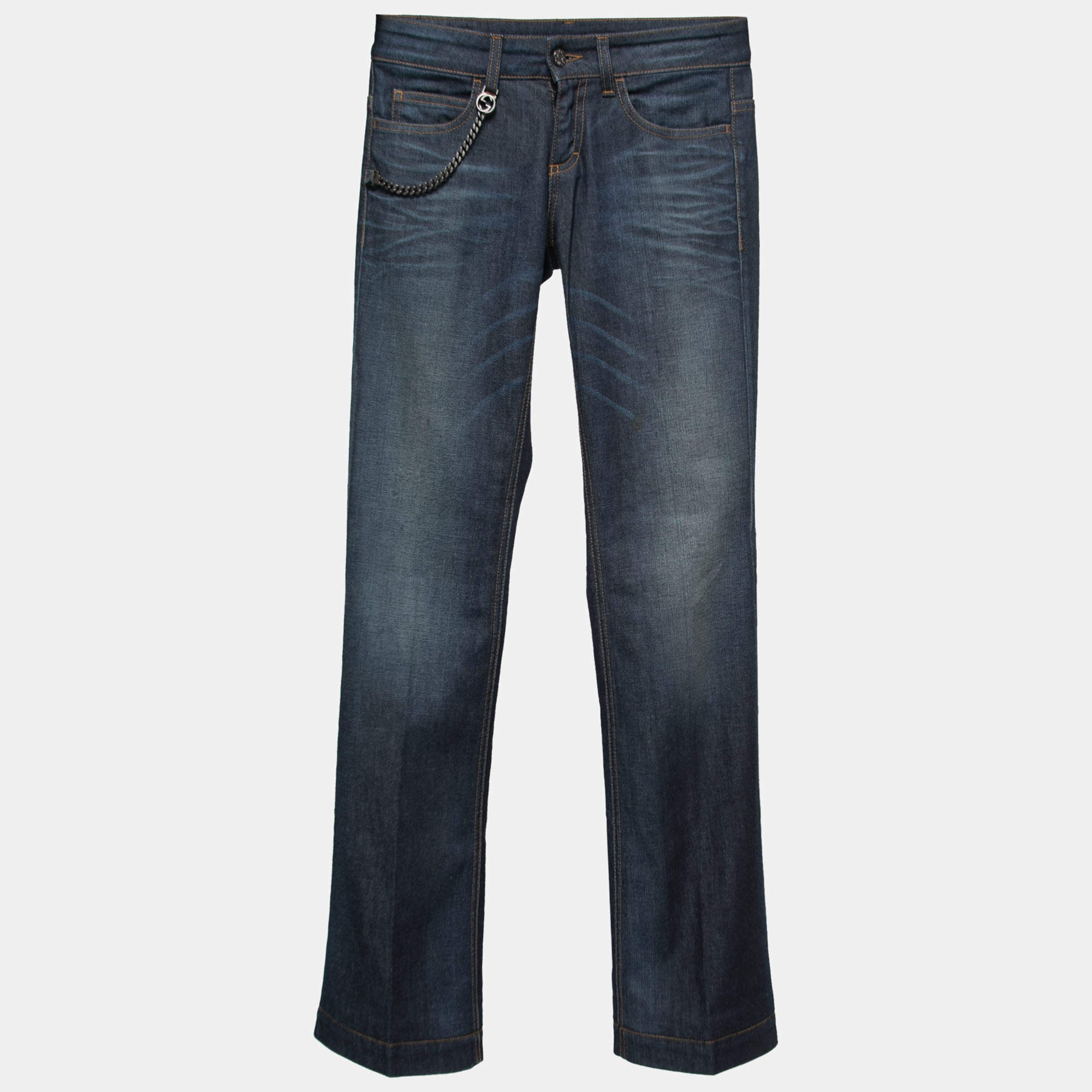 Pre Owned Gucci Dark Blue Denim 70s Jeans S Waist 28"