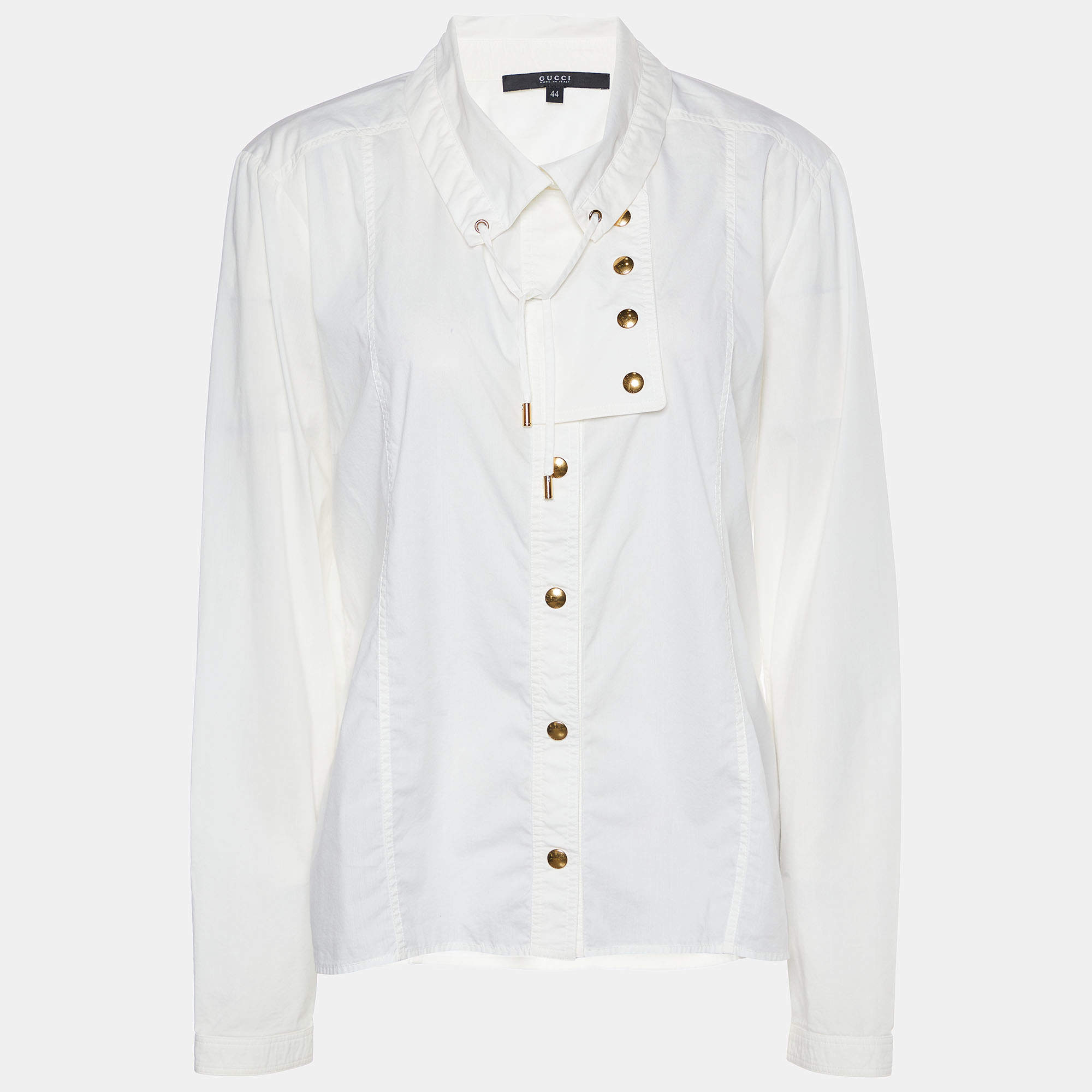 Gucci White Cotton Button Detail Long Sleeve Shirt M Gucci | The Luxury ...