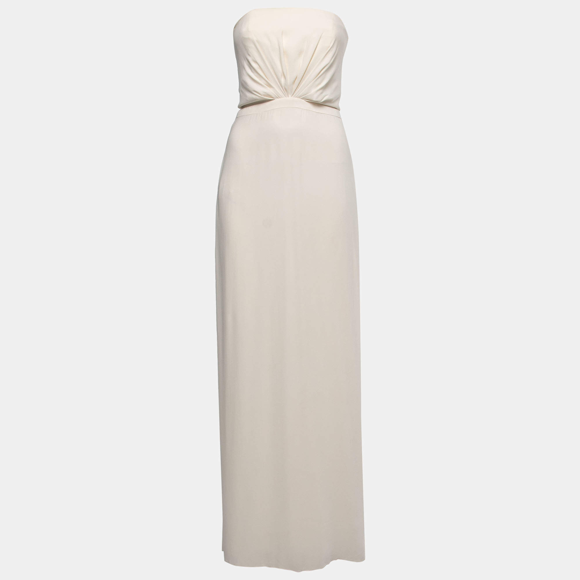 Gucci Off White Silk Strapless Gown s