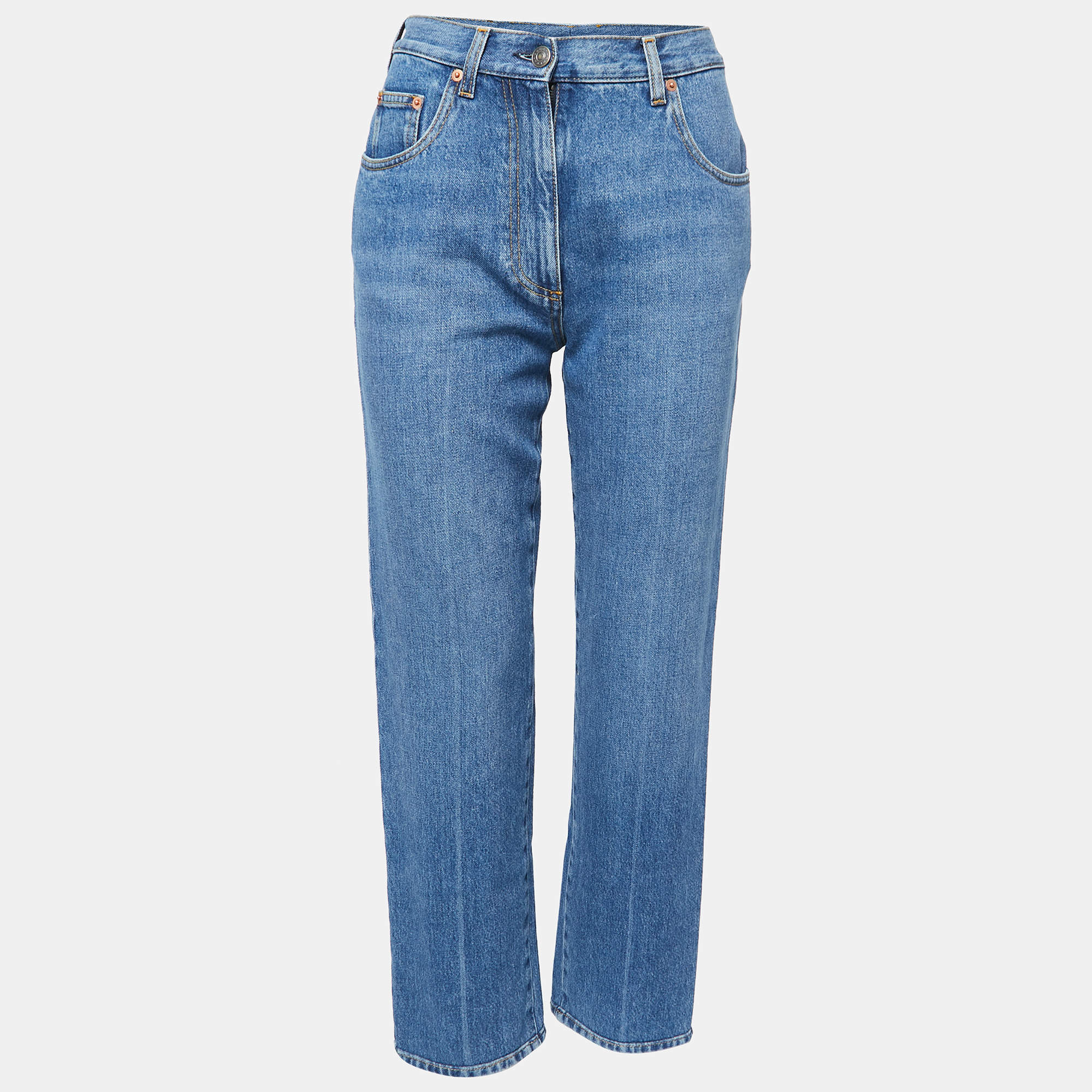 Pre Owned Gucci Blue Denim Horsebit 80s Fit Jeans S Waist 26"