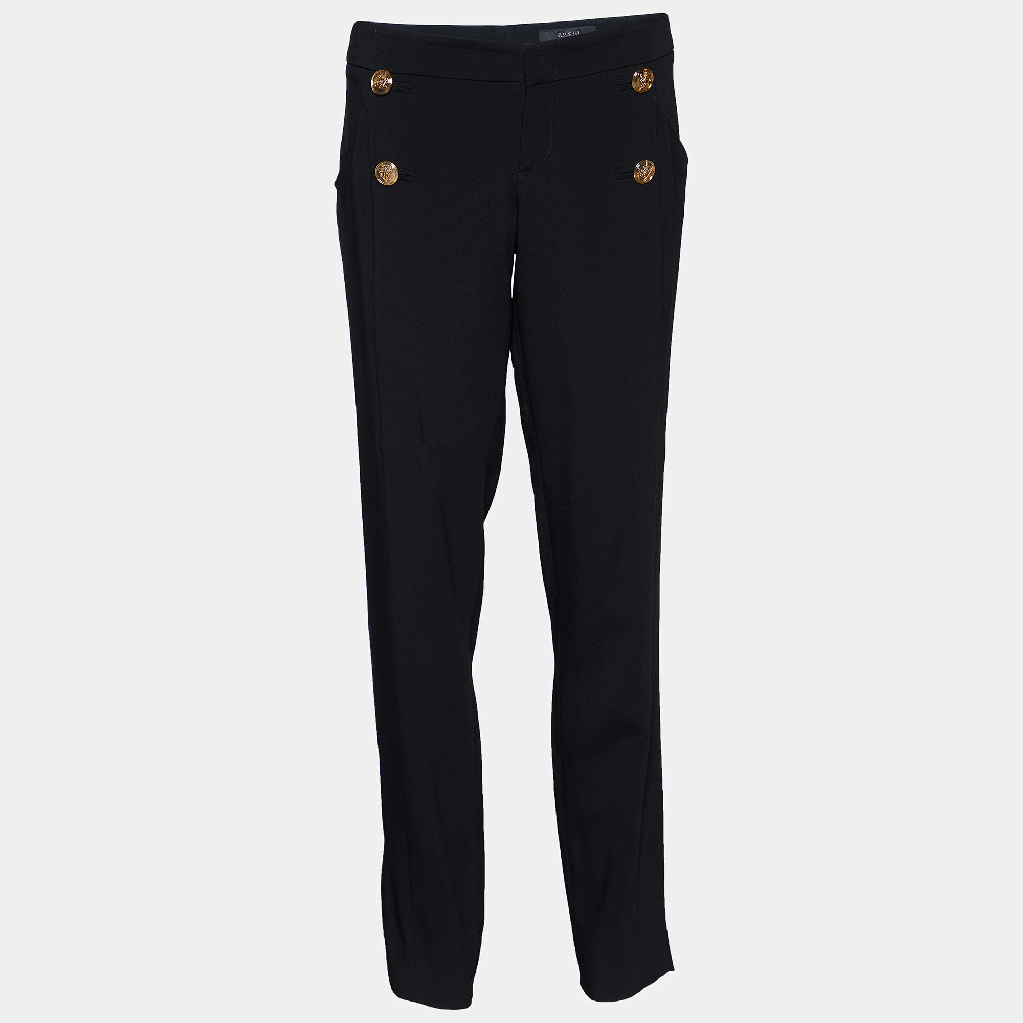 Gucci Black Crepe Slit Hem Detail Pants M
