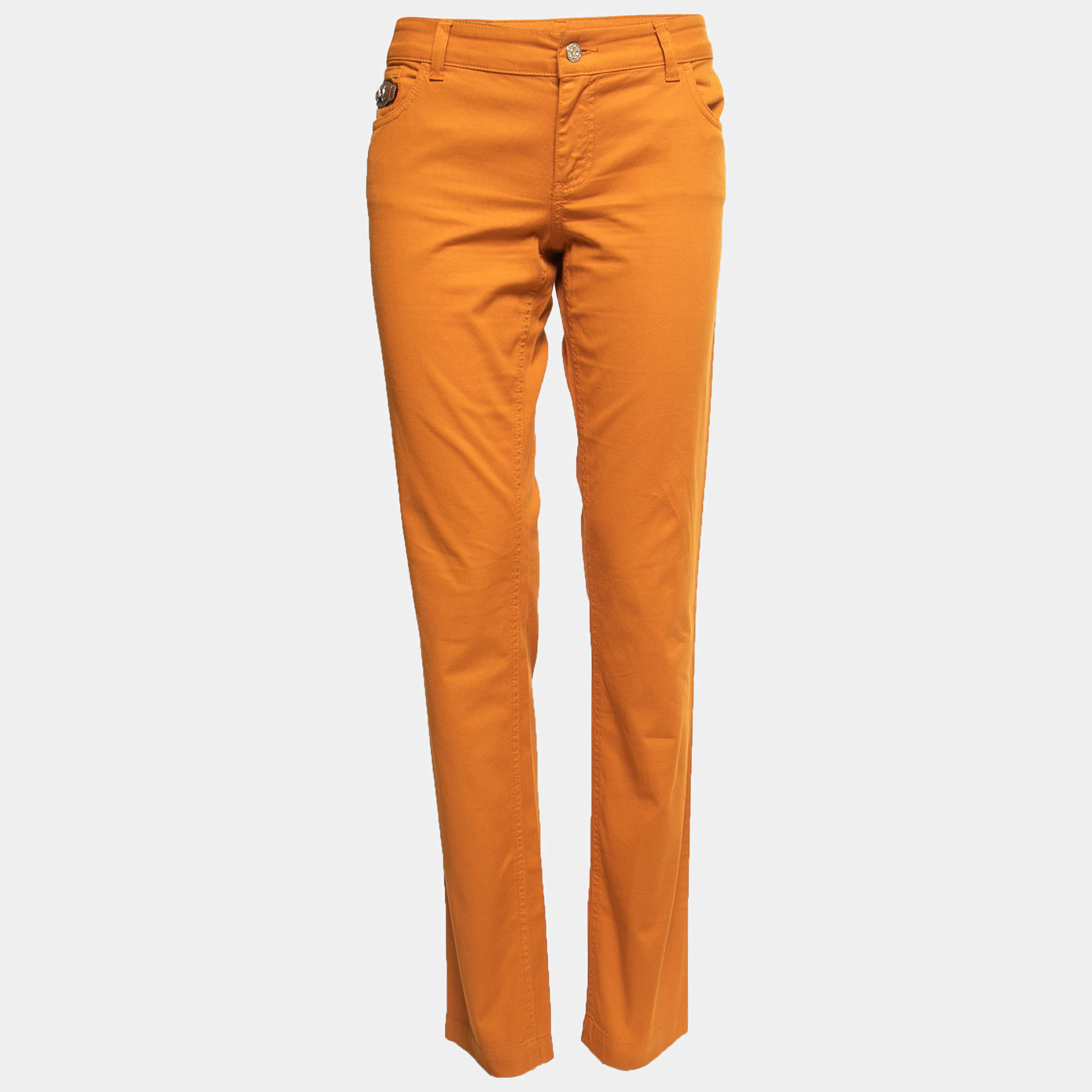 Gucci Orange Stretch Denim Straight Leg Jeans M Waist 34