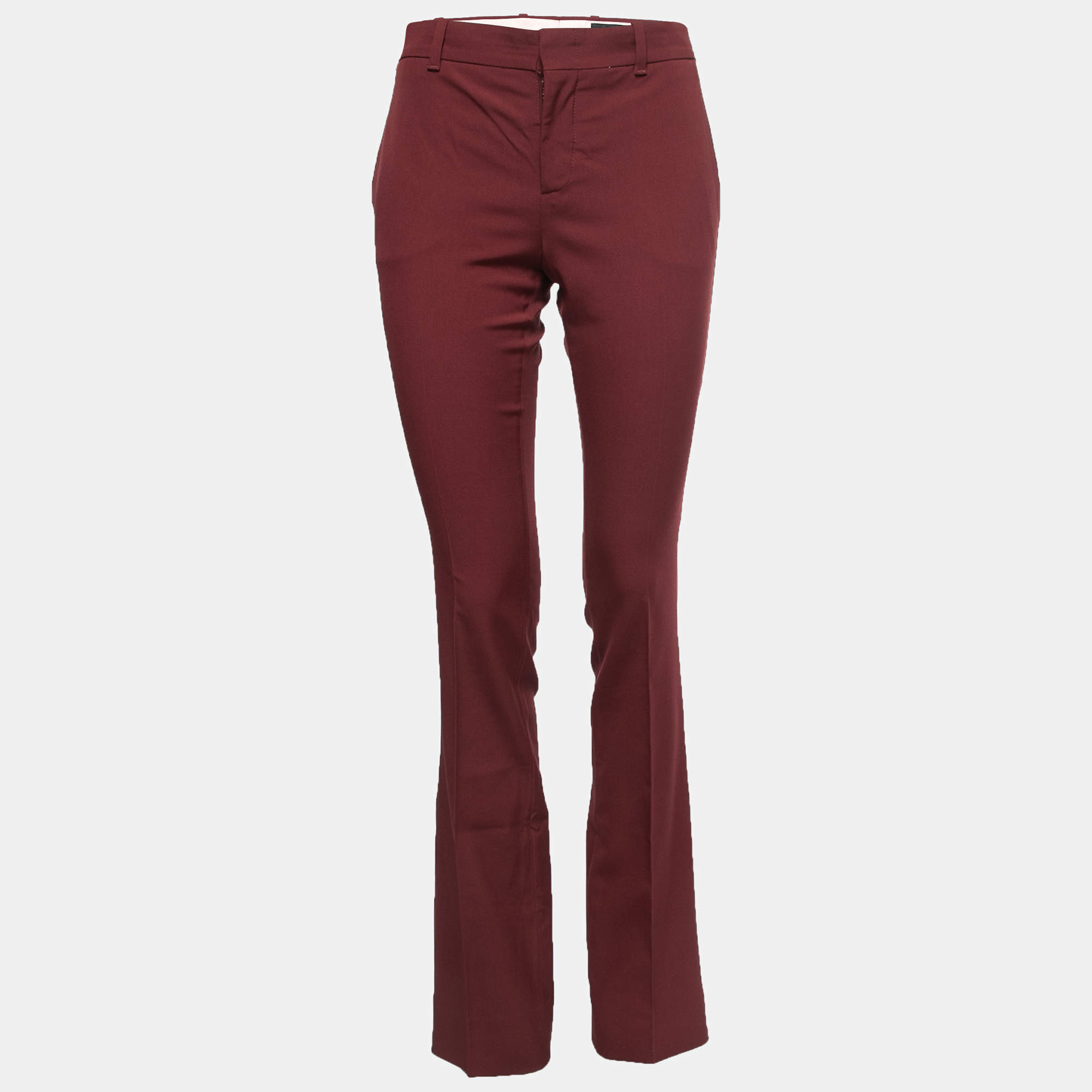 Gucci Burgundy Wool Flared Trousers S 