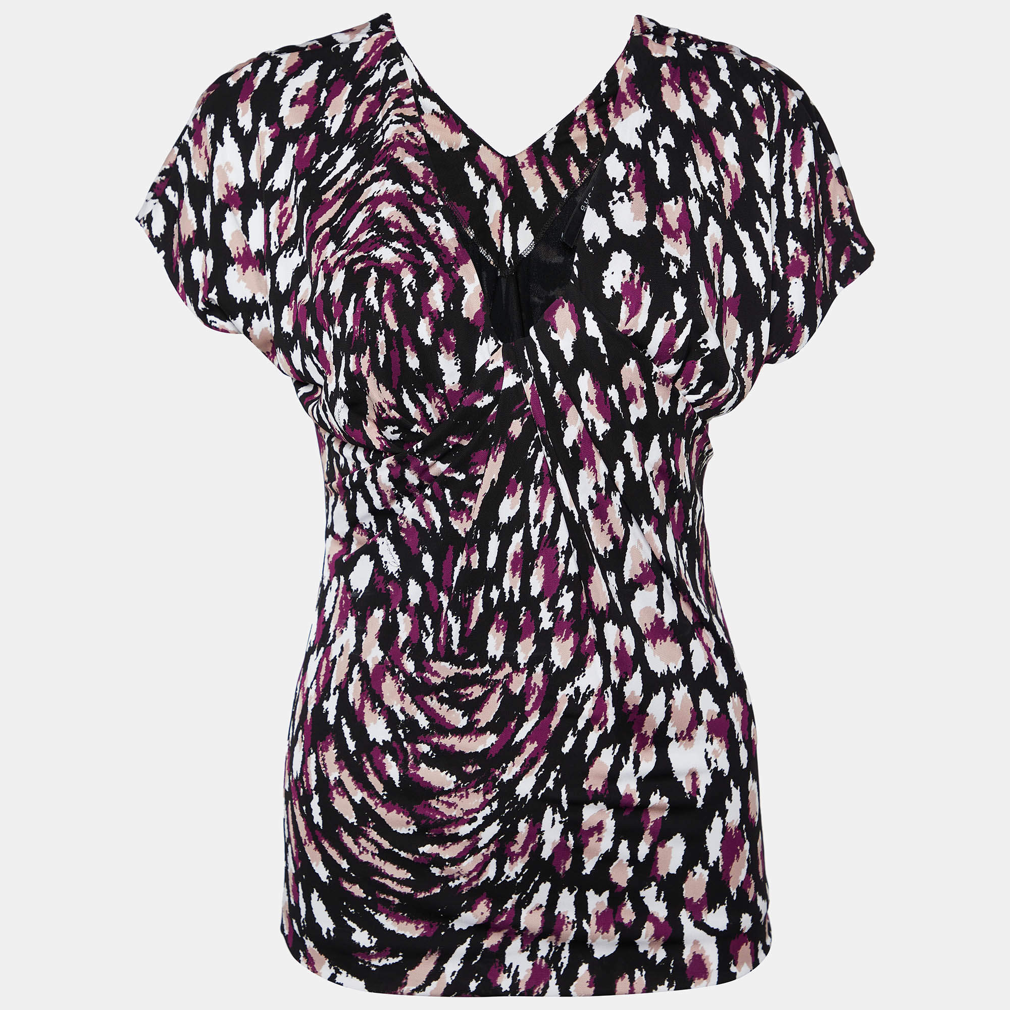 Pre Owned Gucci Multicolor Printed Jersey Draped Top S