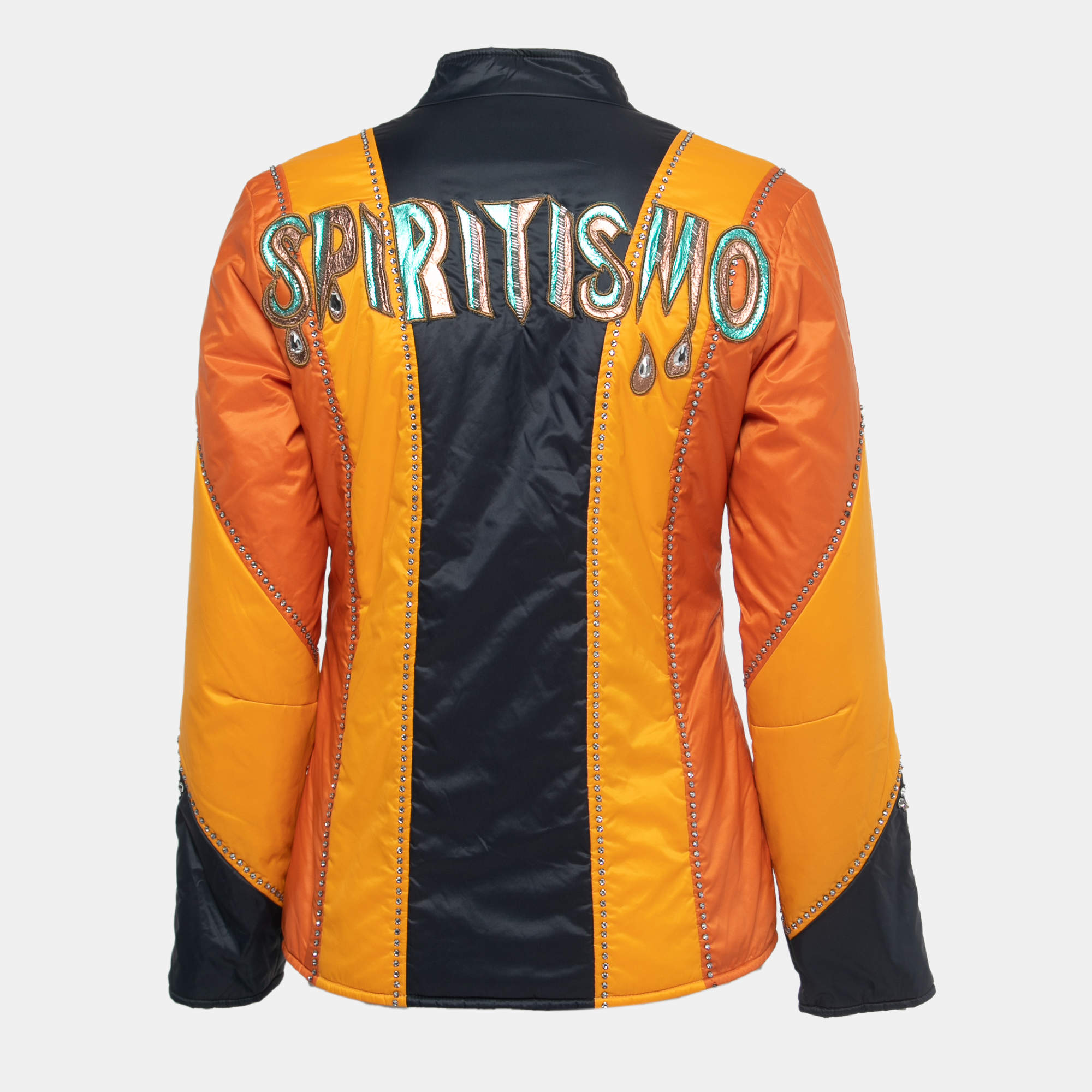 Gucci Orange Crystal Embellished Striped Spiritismo Biker Jacket S Gucci |  TLC