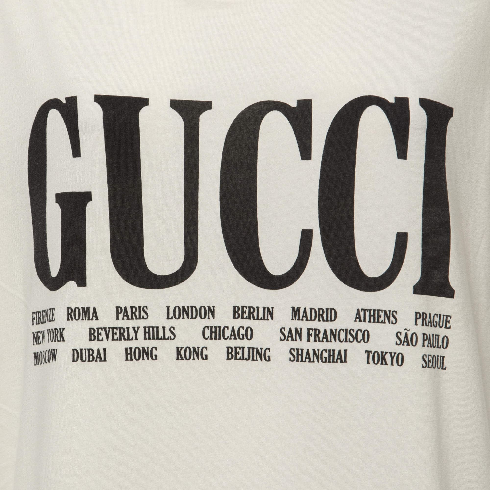 Gucci Cream Printed Cotton Crew Neck Half Sleeve T-Shirt M Gucci