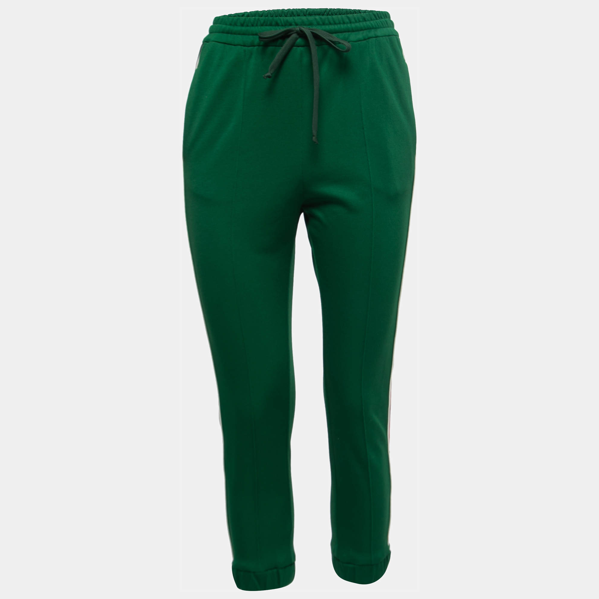 Gucci Green Jersey Web Stripe Detail Track Pants XS