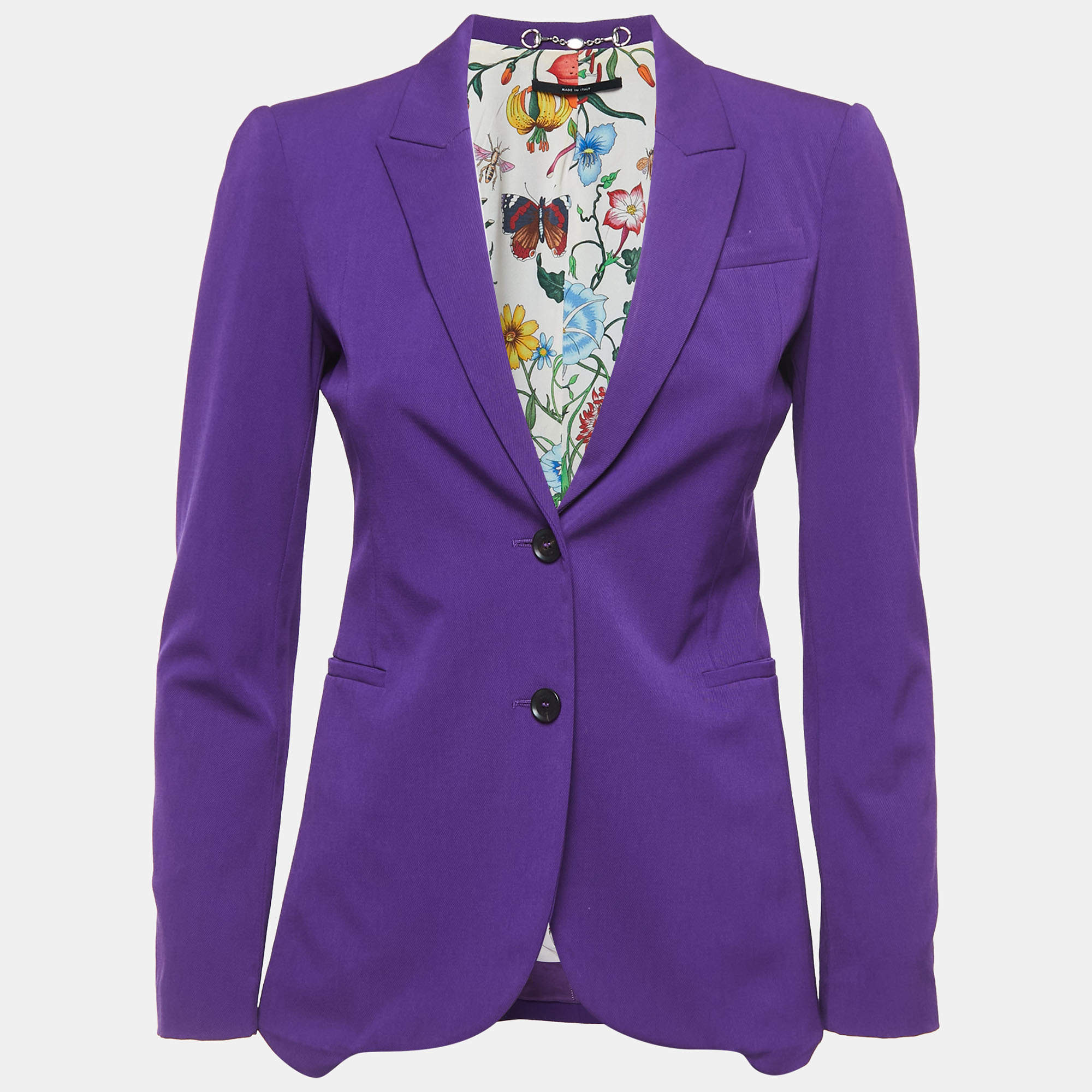 Gucci Dark Purple Wool Blend Single Breasted Blazer S