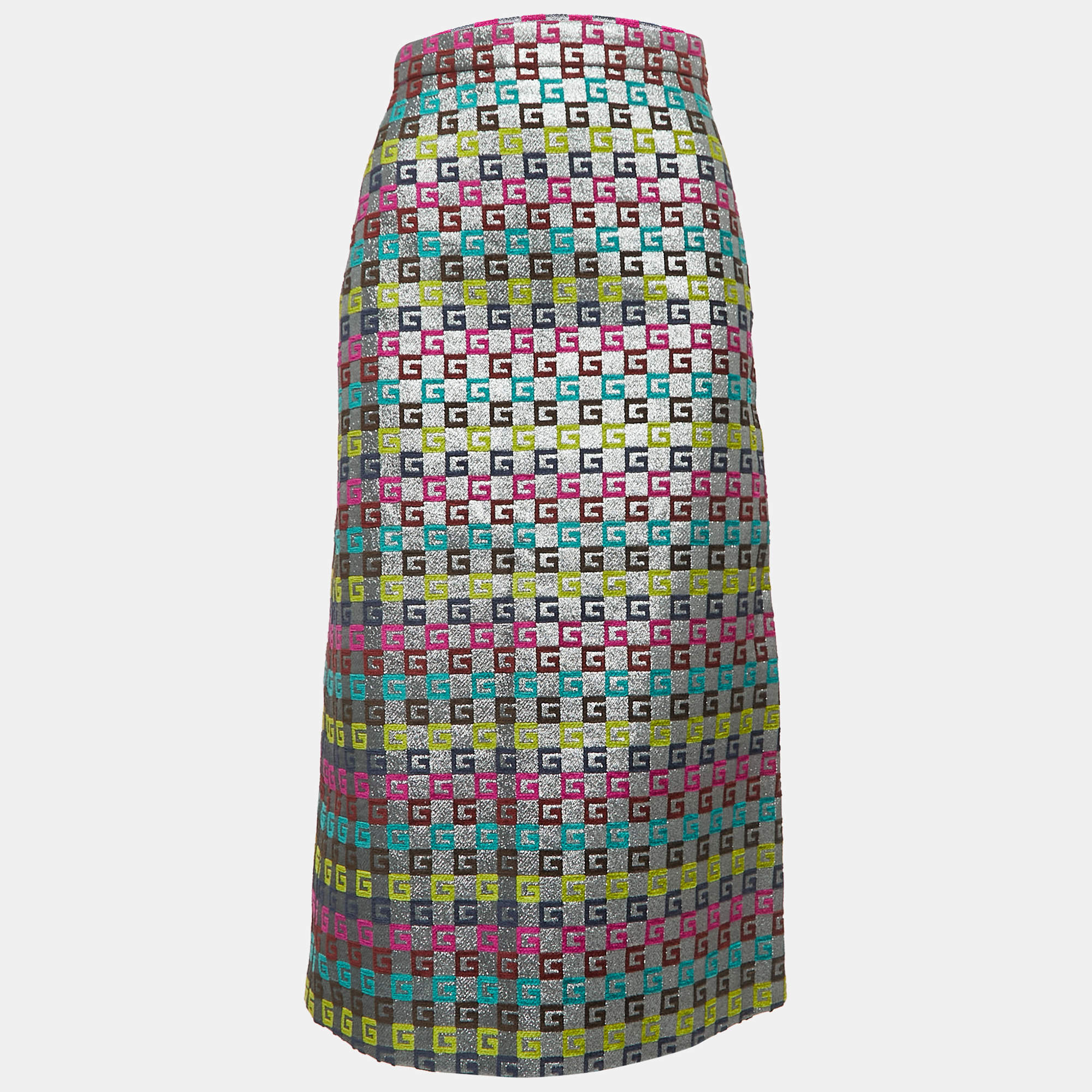 Gucci Multicolor G Patterned Jacquard Midi Skirt S
