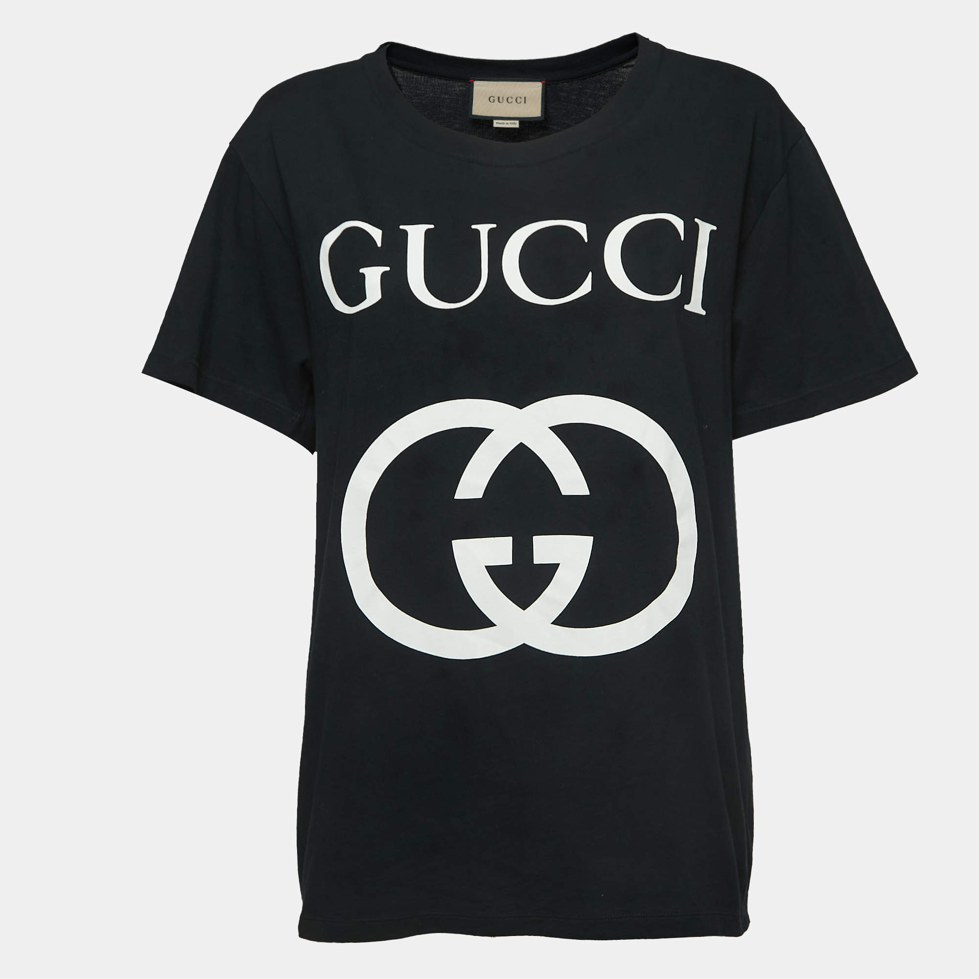 Pre Owned Gucci Black Interlocking G Print Cotton Oversized T-Shirt S