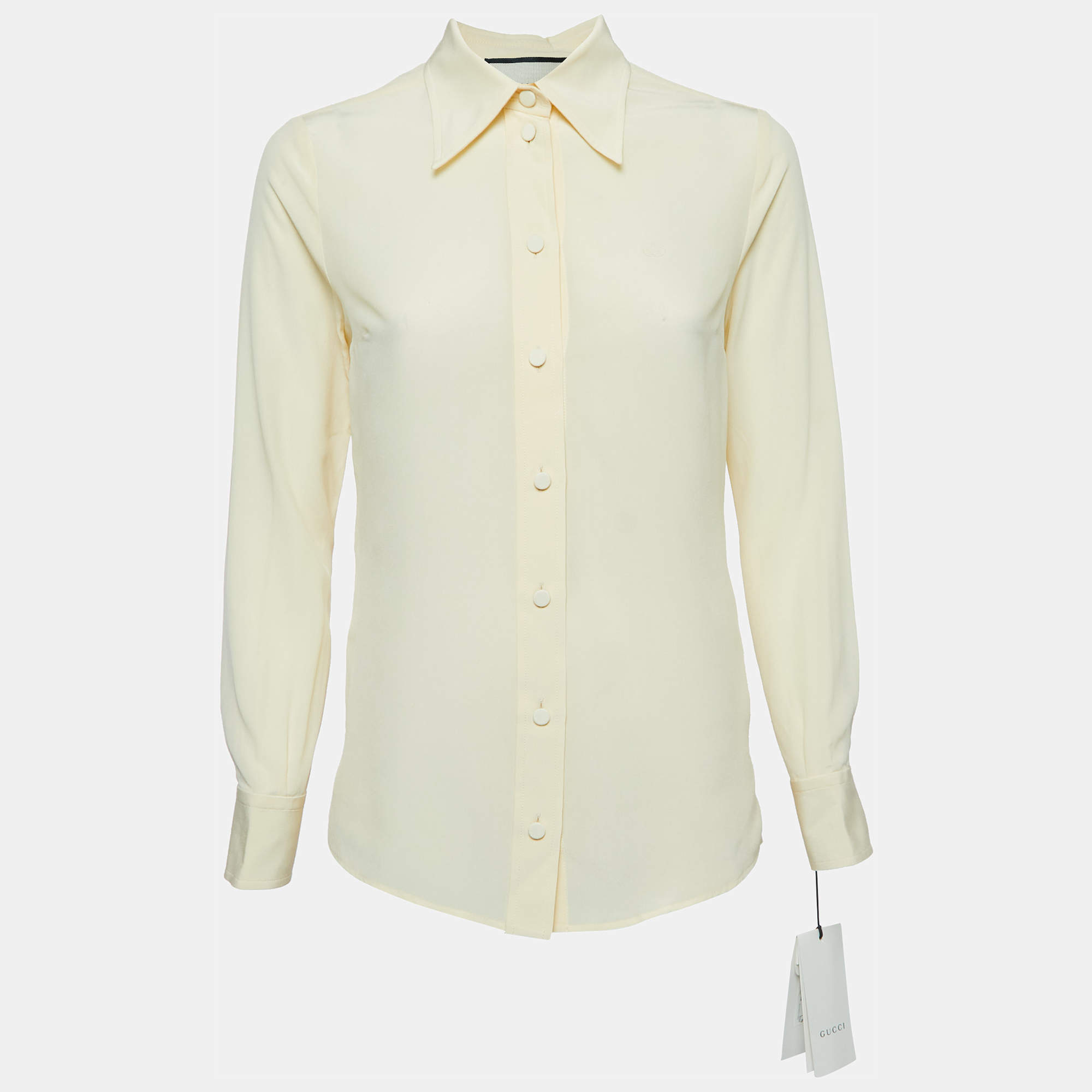 Gucci Cream Silk Button-Up Shirt XS