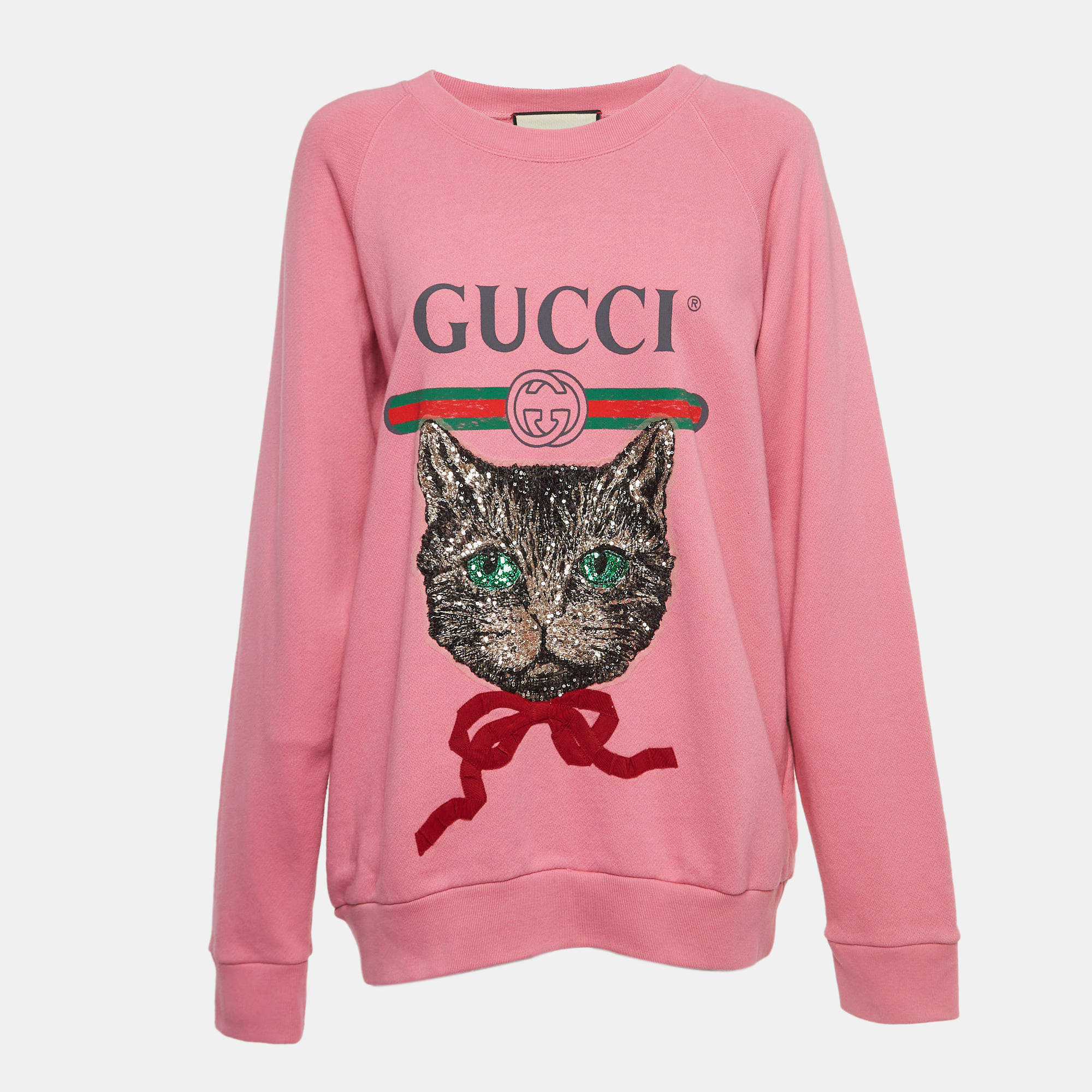 Gucci Pink Cotton Knit Mystic Cat Sweater M Gucci TLC