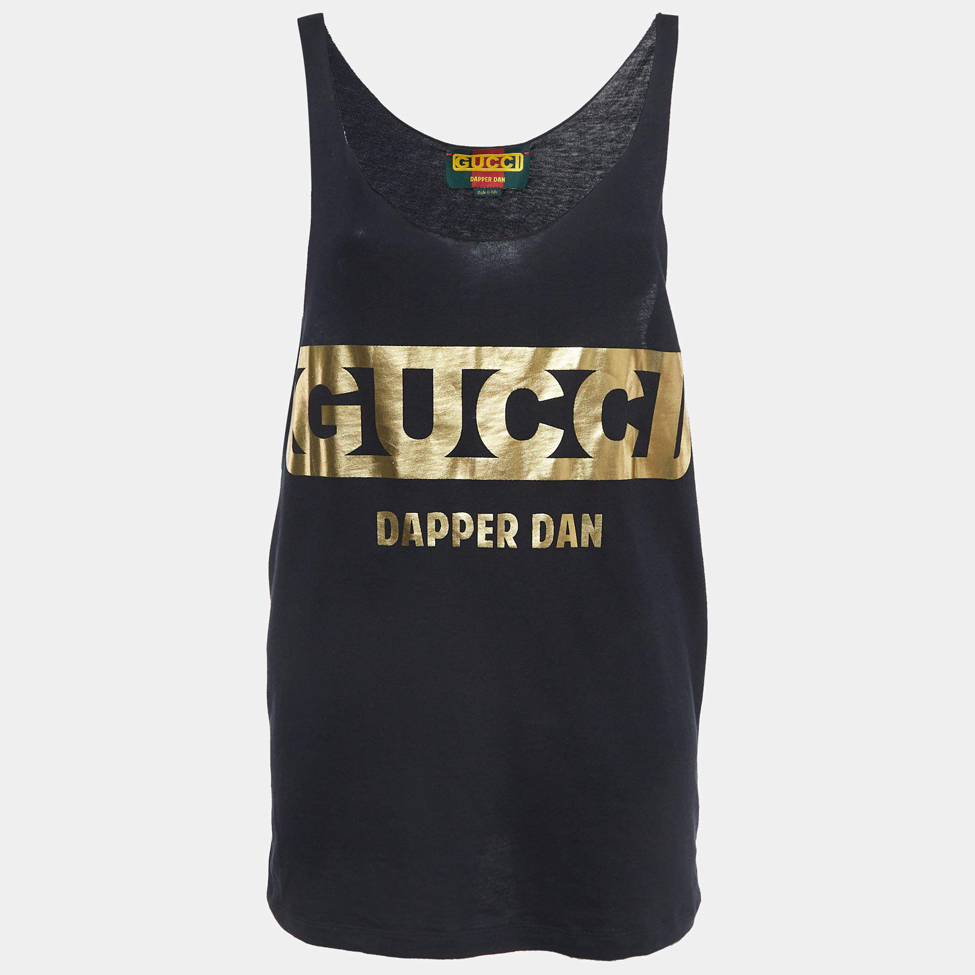 Gucci X Dan Dapper Black Logo Print Cotton Tank Top XS