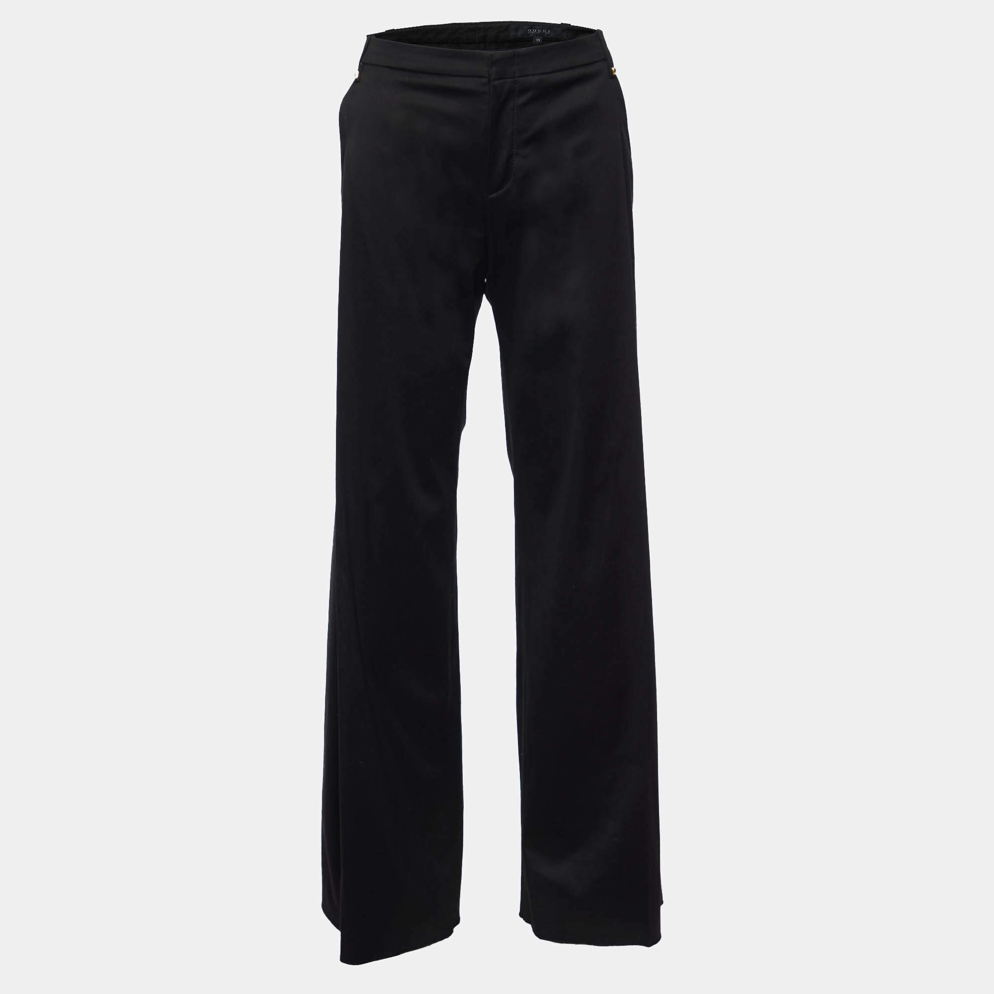 Gucci Black Cotton Flared Trousers S Gucci | The Luxury Closet