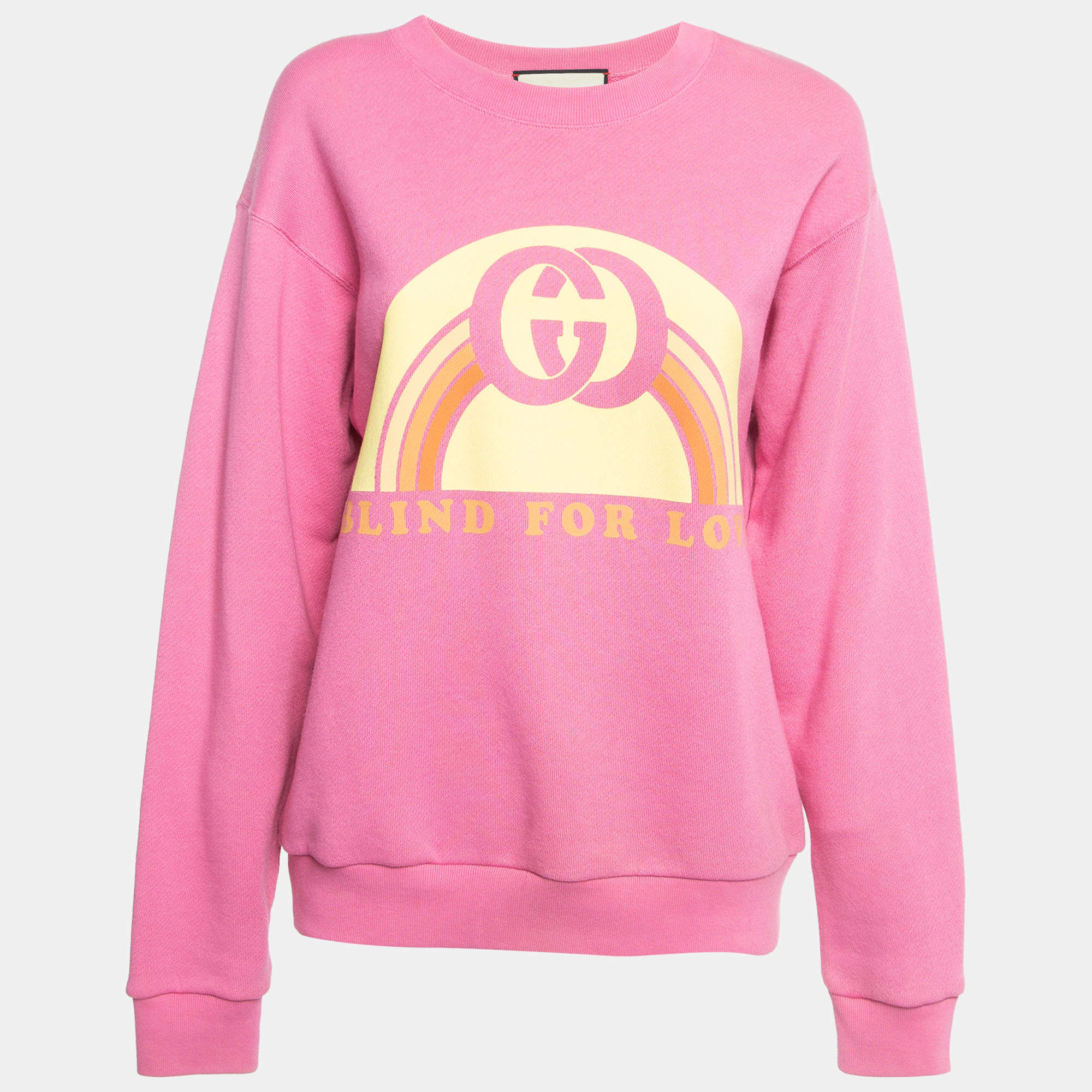 Gucci Pink Blind For Love Print Cotton Knit Sweatshirt XS Gucci | TLC