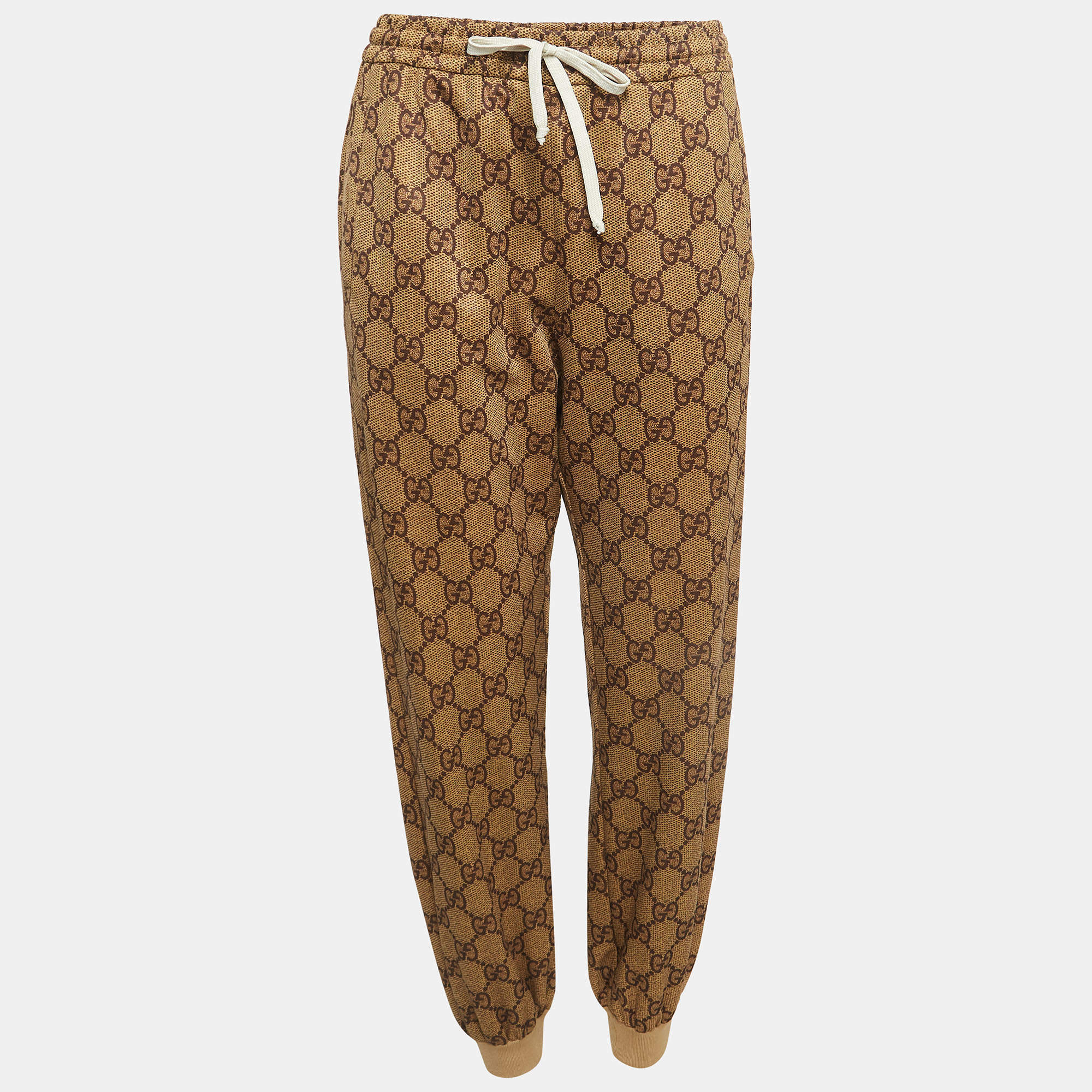 Gucci Brown GG Monogram Technical Jersey Track Pants M