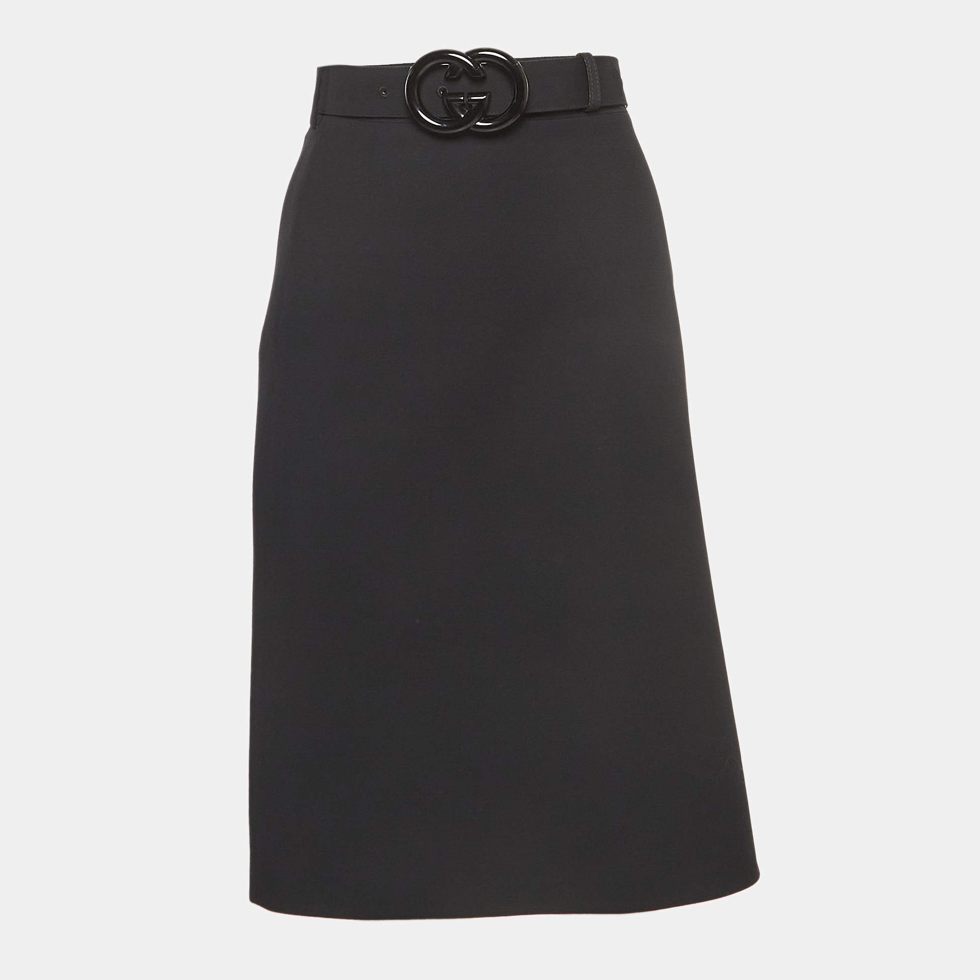 Gucci Black Silk Blend Belted Pencil Skirt S