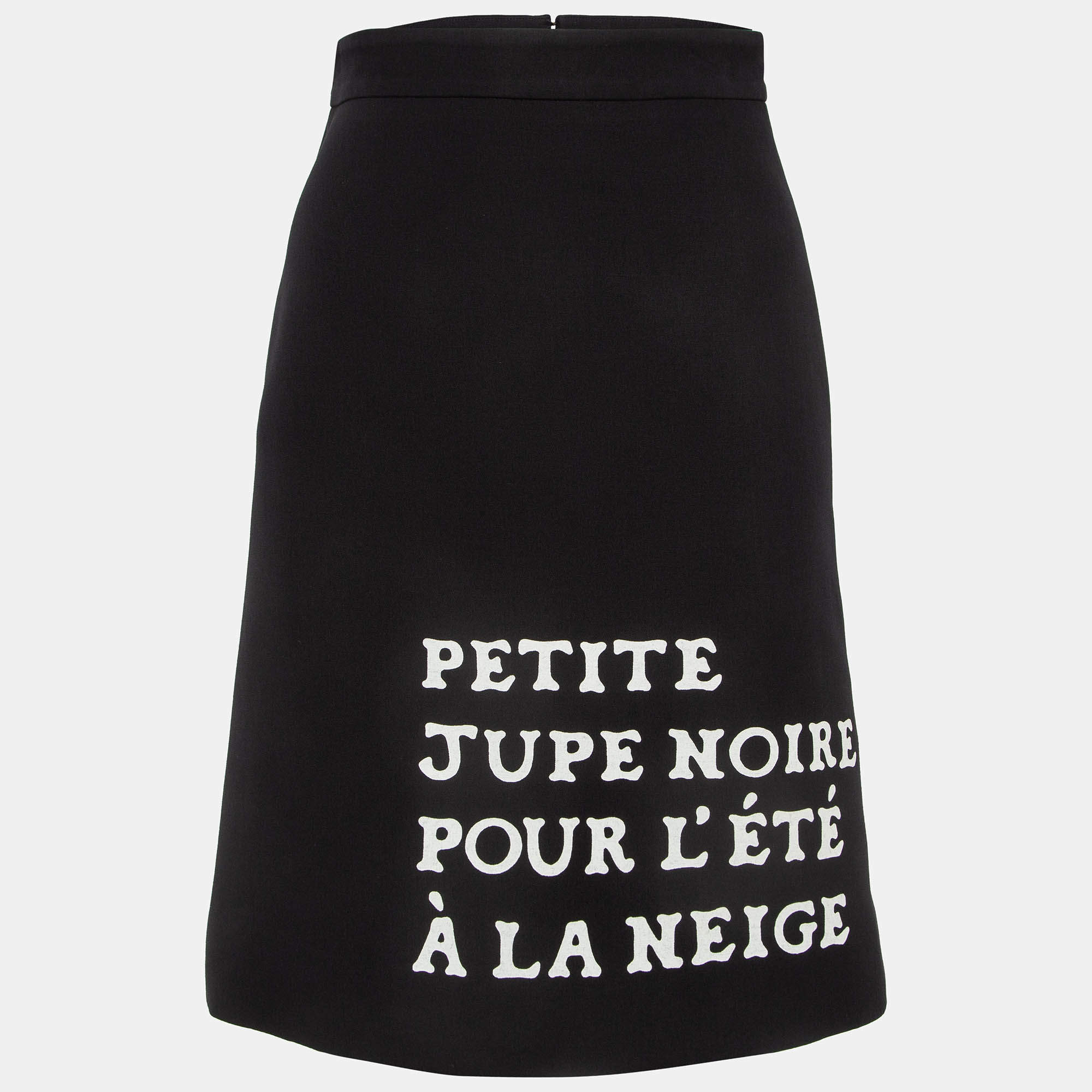 Gucci Black Slogan Printed Wool Blend Midi Skirt S