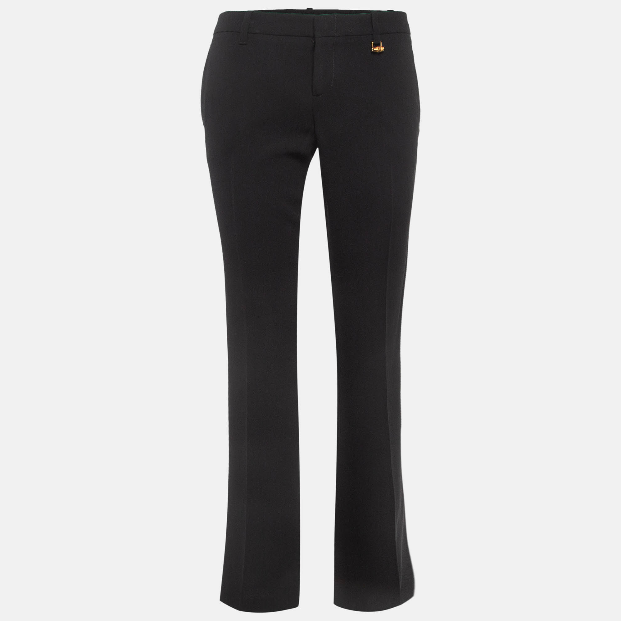 Gucci Black Crepe Flared Trousers S