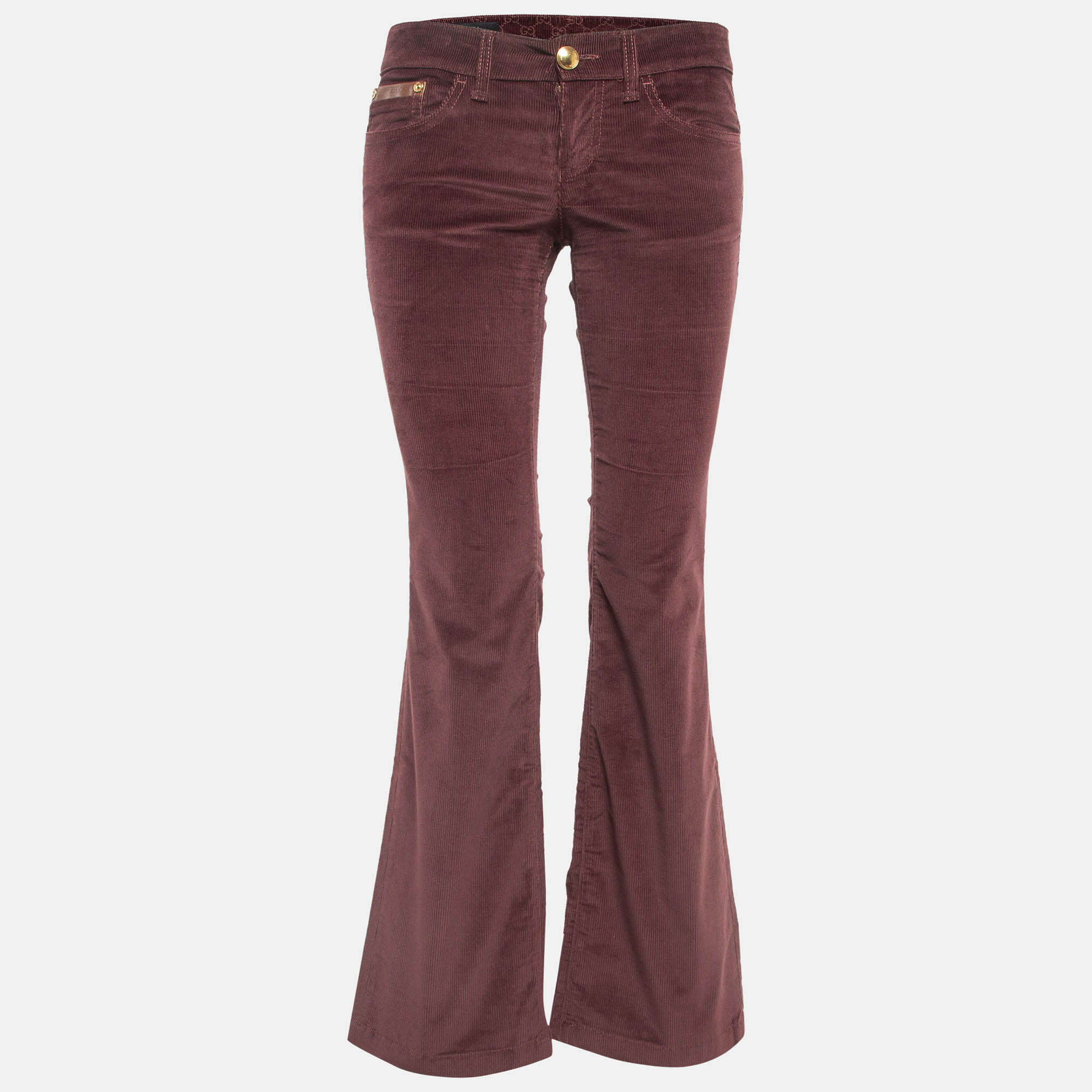 Gucci Burgundy Corduroy Straight Leg Pants S