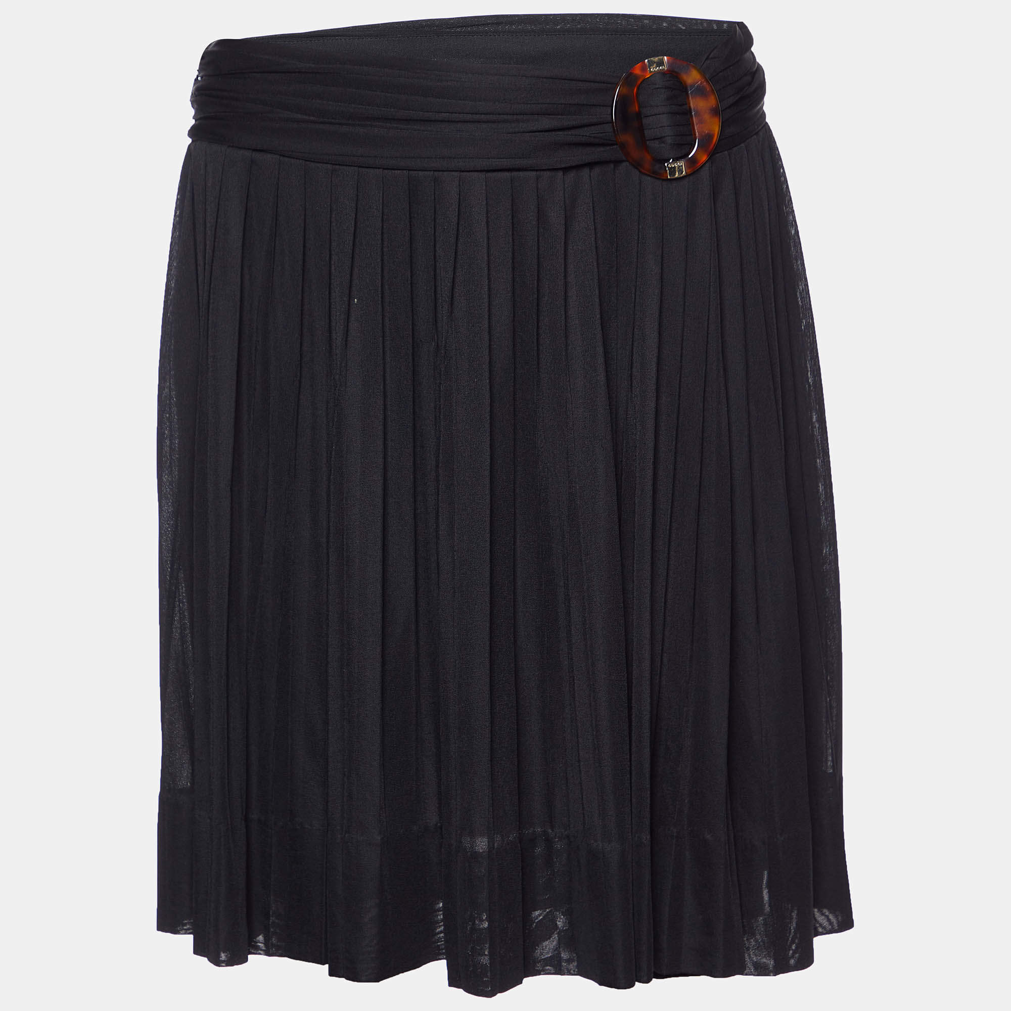 Pre Owned Gucci Black Jersey Pleated Mini Skirt S