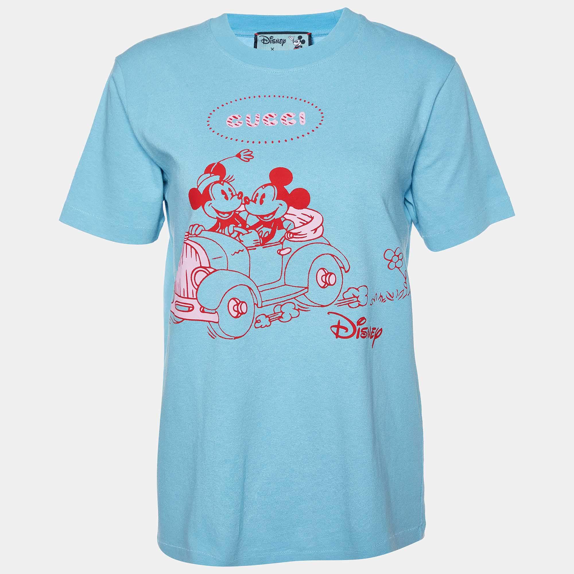 Gucci X Disney Blue Mickey Mouse Print Cotton Crew Neck T-Shirt XS Gucci |  TLC