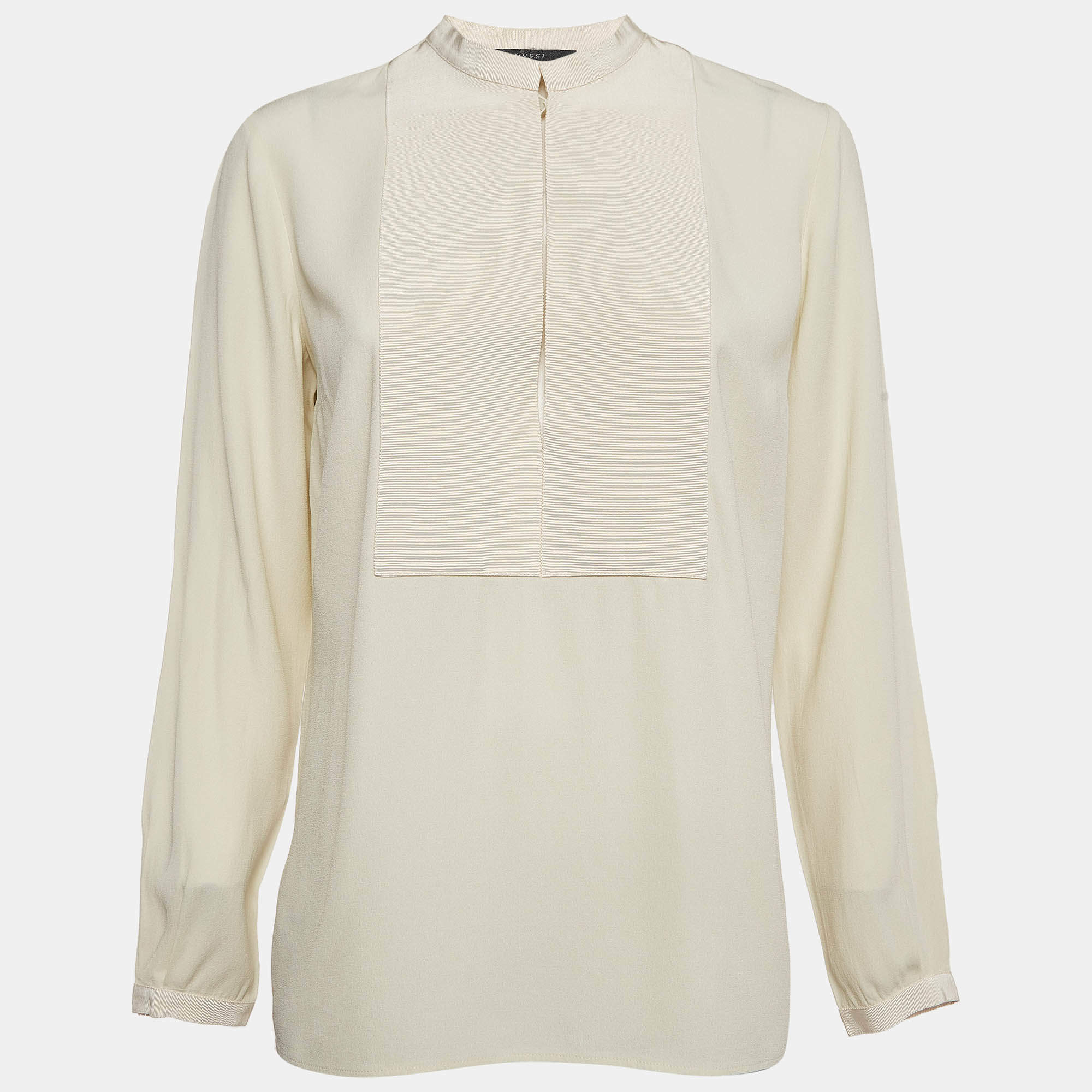 Gucci Beige Crepe Full Sleeves Top M