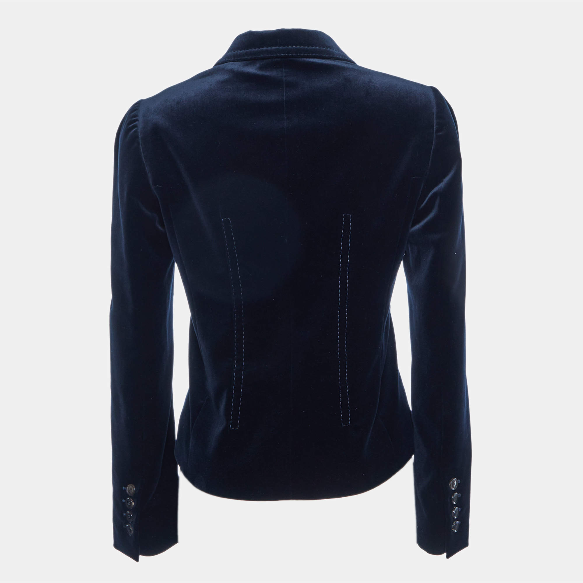 Gucci Navy Blue Velvet Button Front Blazer S Gucci TLC