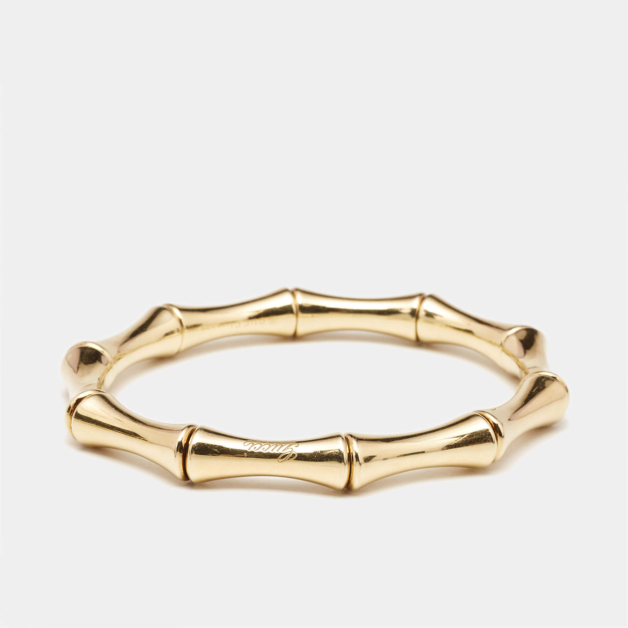 Gucci Bamboo 18k Yellow Gold Strechable Bangle Bracelet 17