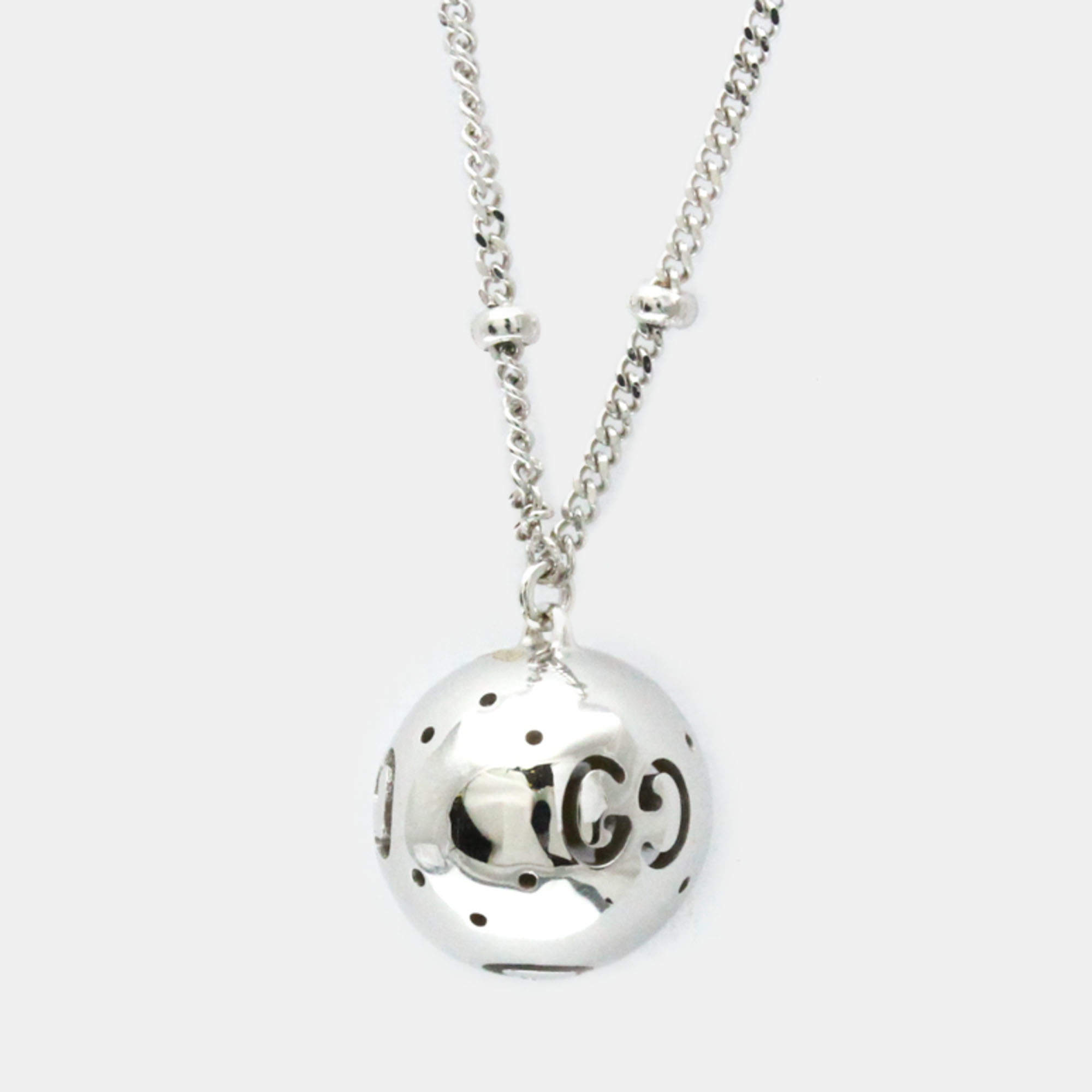 Gucci 18K White Gold Icon Ball Pendant Necklace