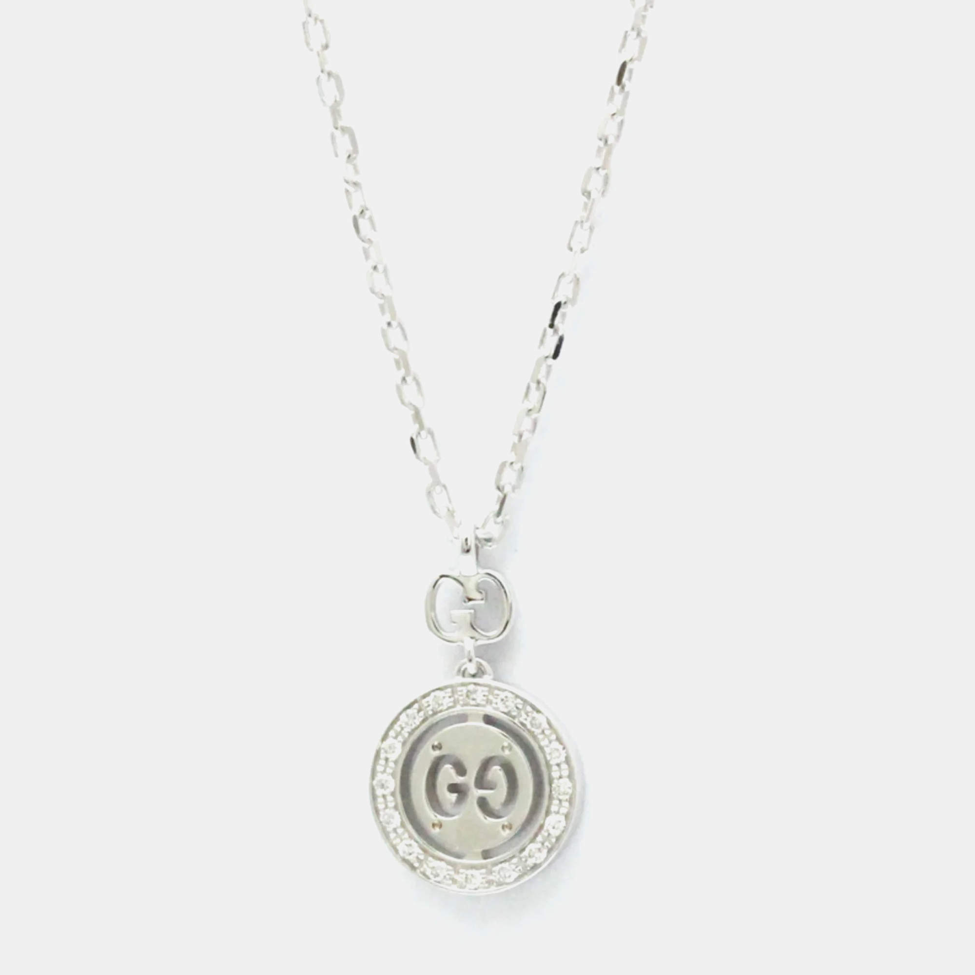 Gucci Icon 18K White Gold and Diamond Pendant Necklace