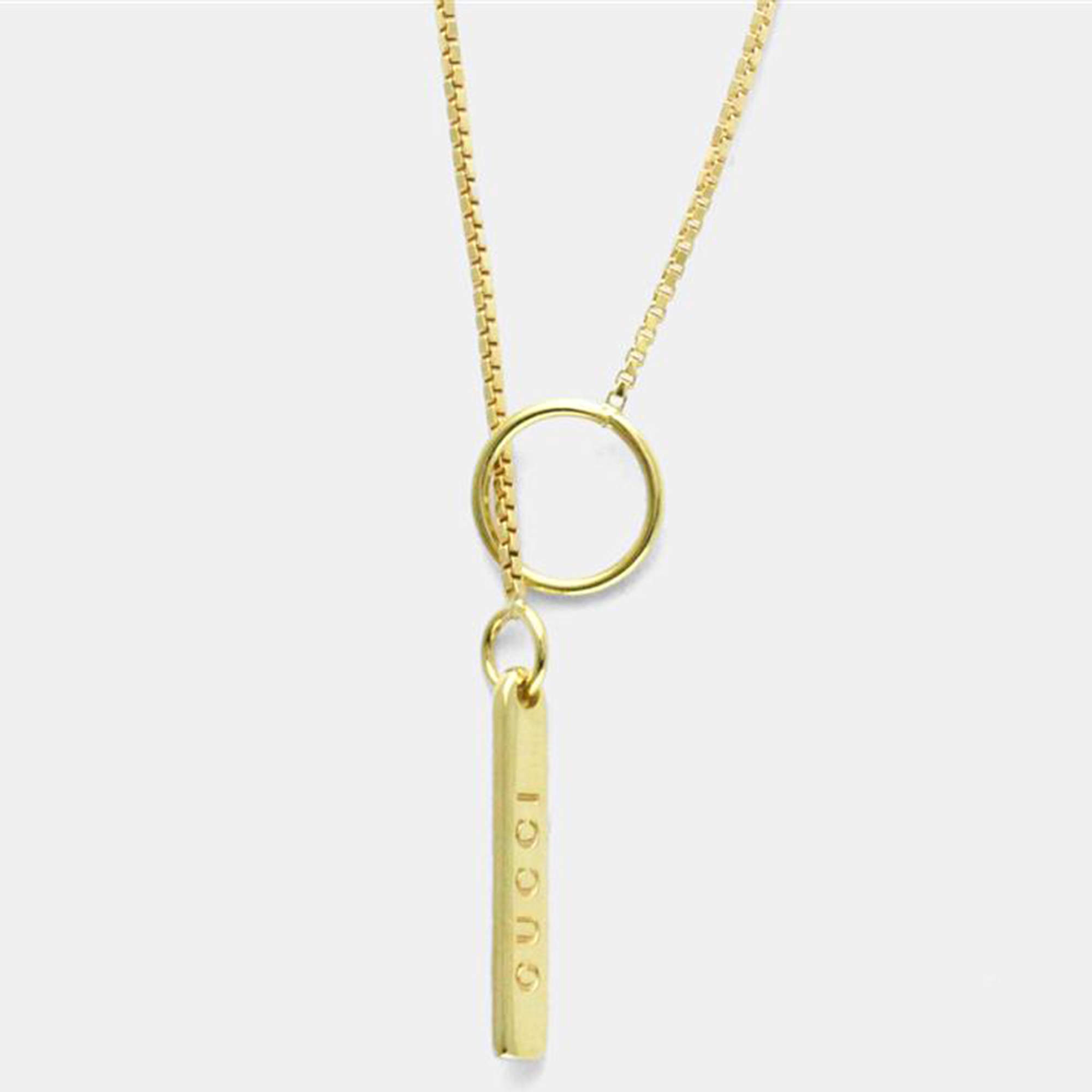 Pre Owned Gucci GG 18K Yellow Gold Lariat Necklace
