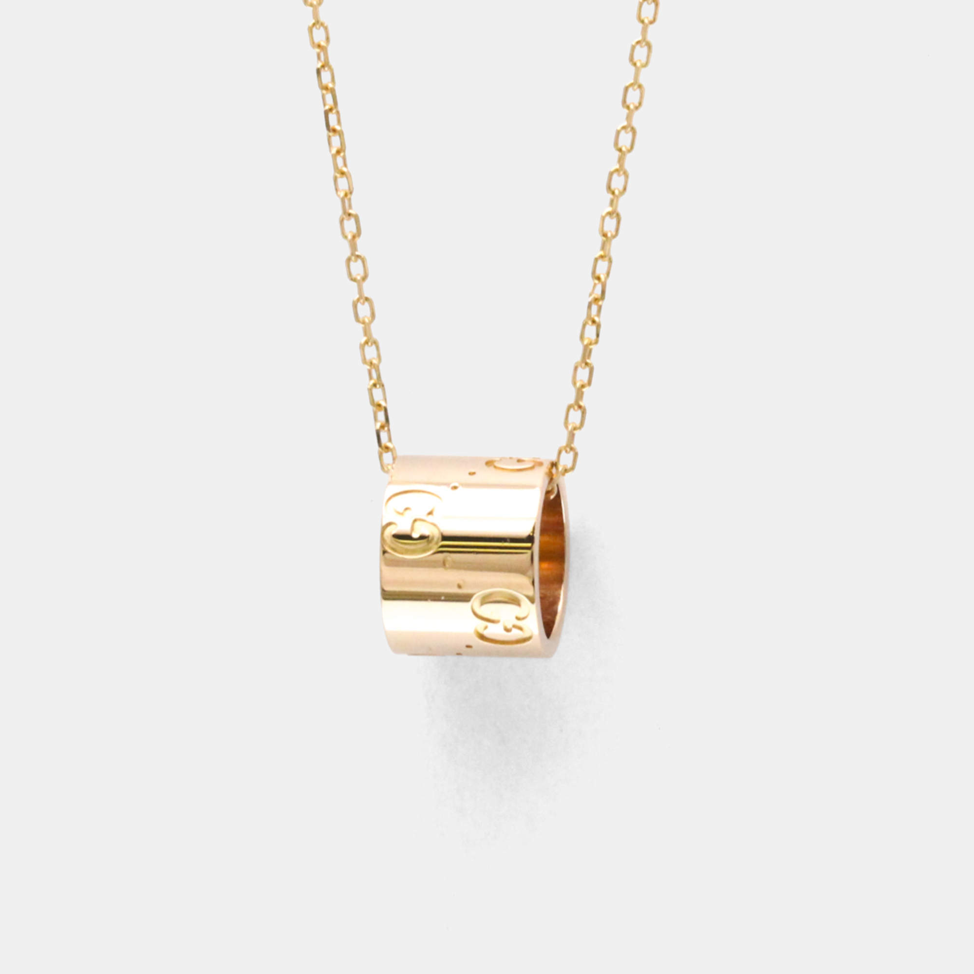 Pre Owned Gucci Icon No Stone 18K  Pink Gold  Fashion Pendant Necklace 