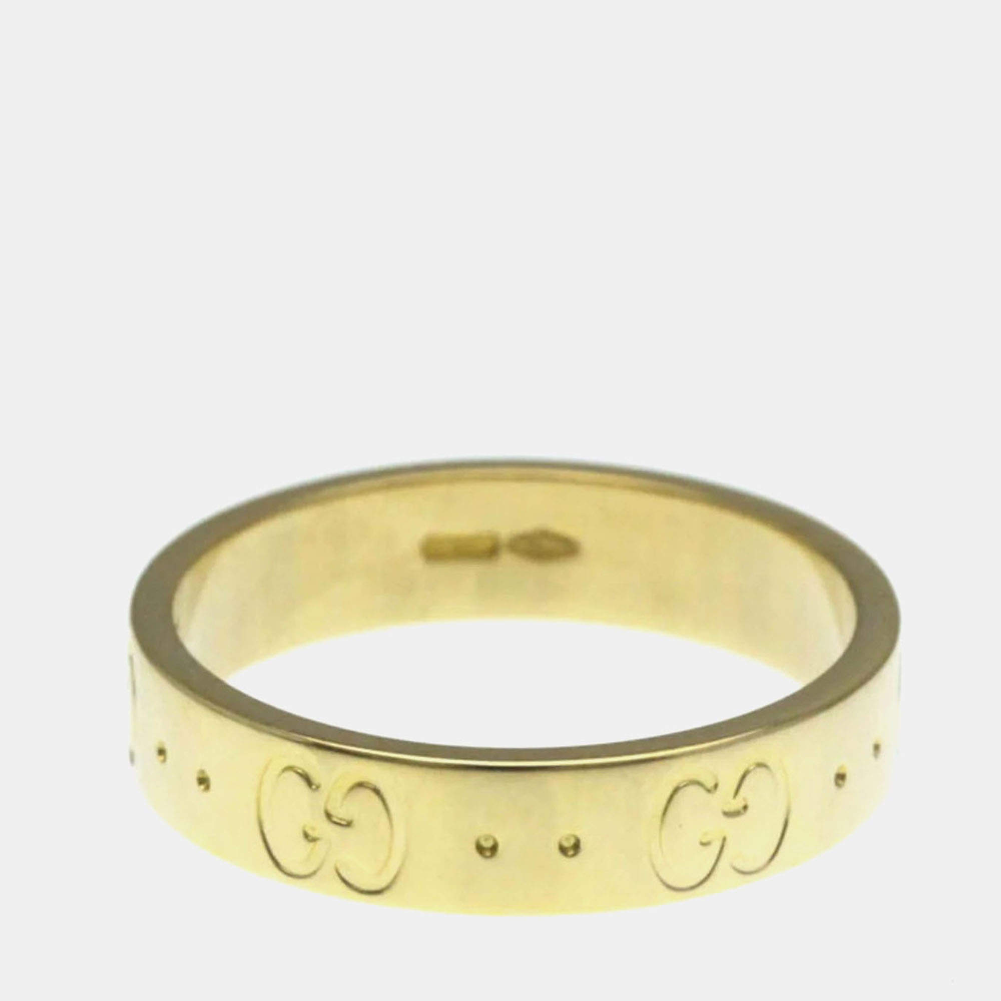 Pre Owned Gucci Icon Yellow Gold 18K Fashion No Stone Band Ring Gold
