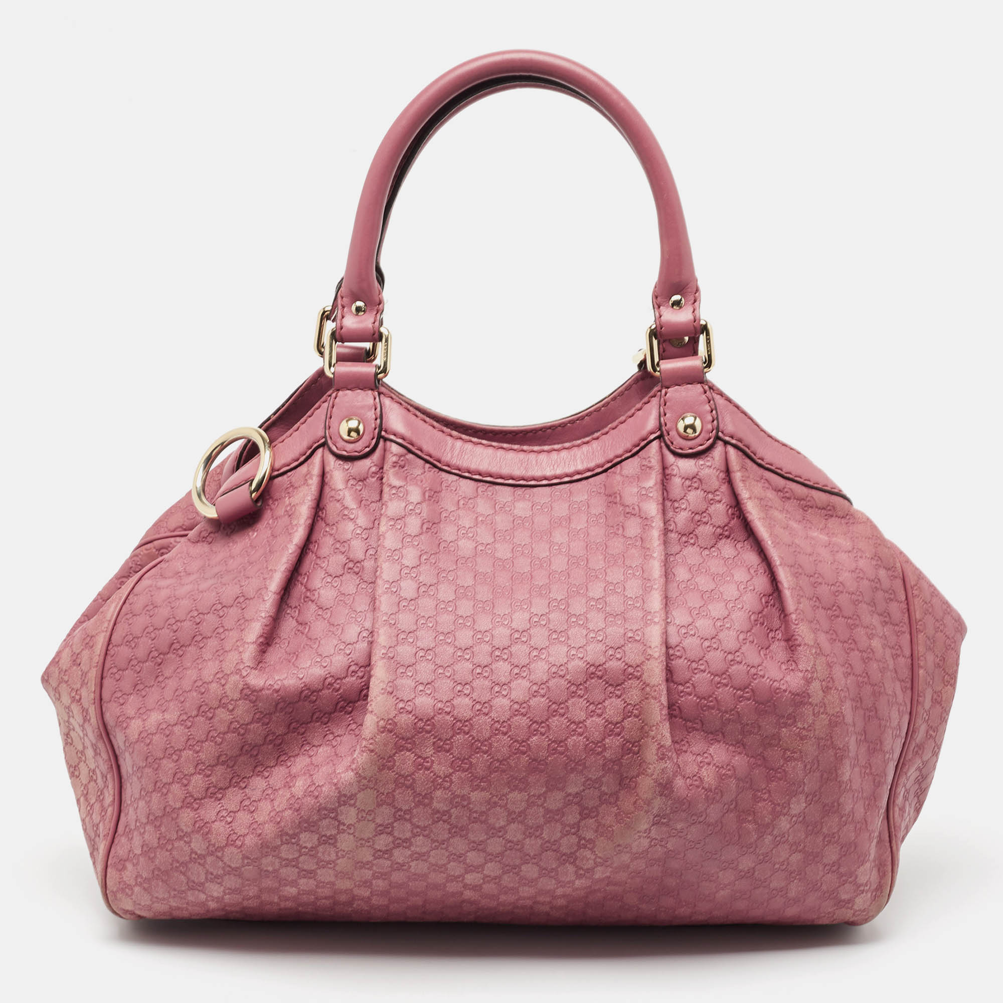 Pre Owned Gucci Dark Pink Guccissima Leather Medium Sukey Tote