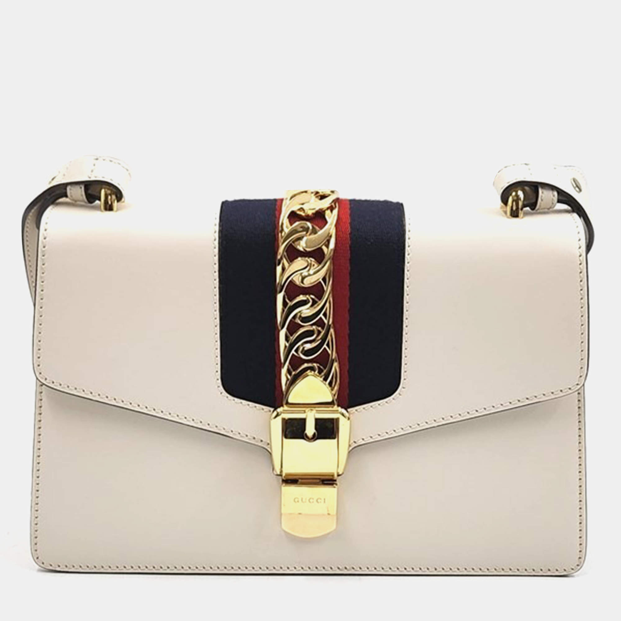 Gucci Ivory Leather Sylvie Shoulder Bag