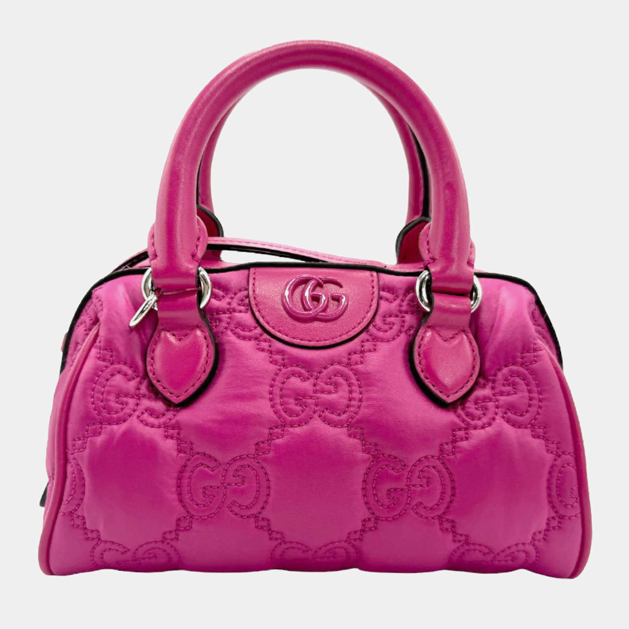 Gucci Pink Leather GG 'Love Parade' Matelassé Mini Bag w/ Strap