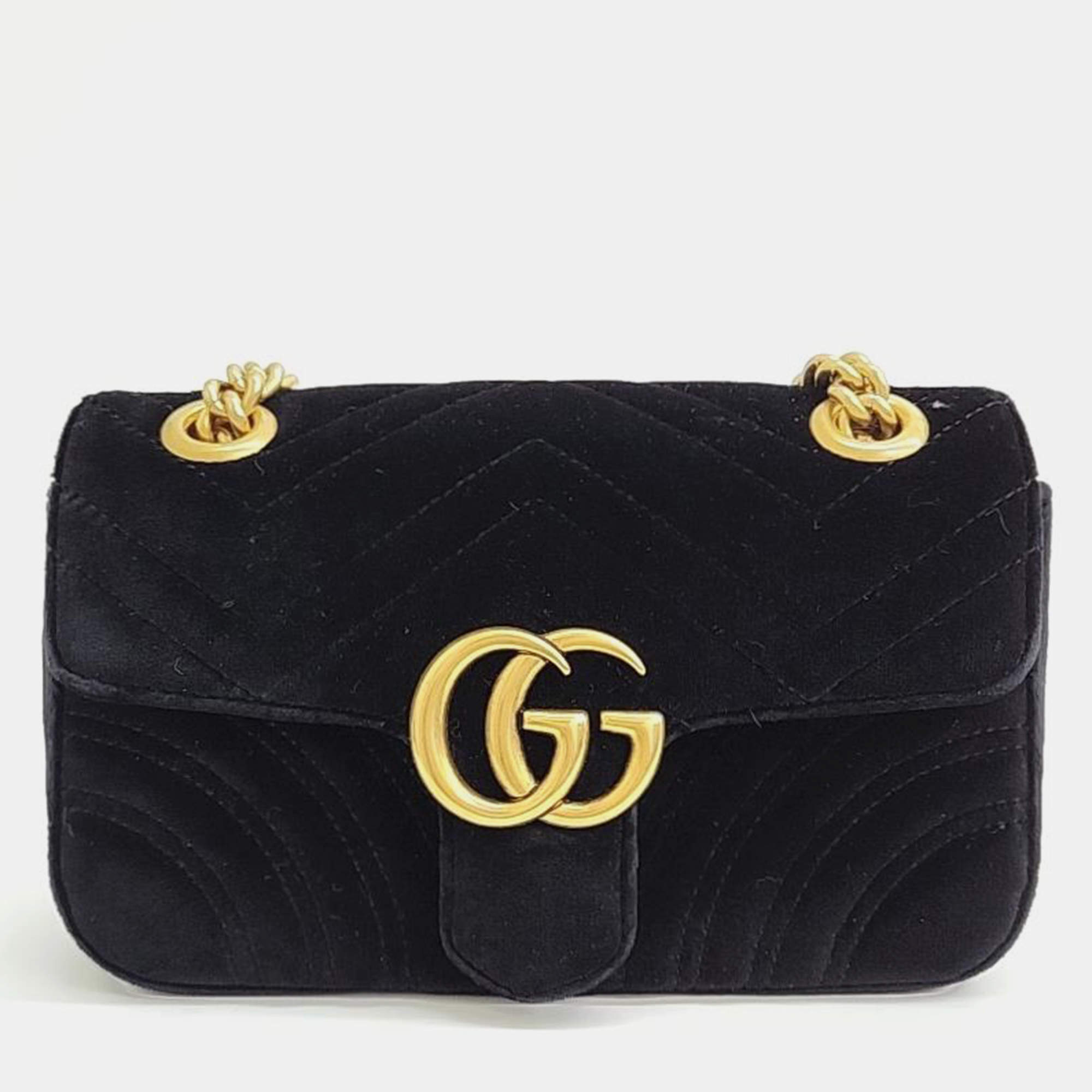 Pre Owned Gucci Matrasse Velvet Shoulder Bag