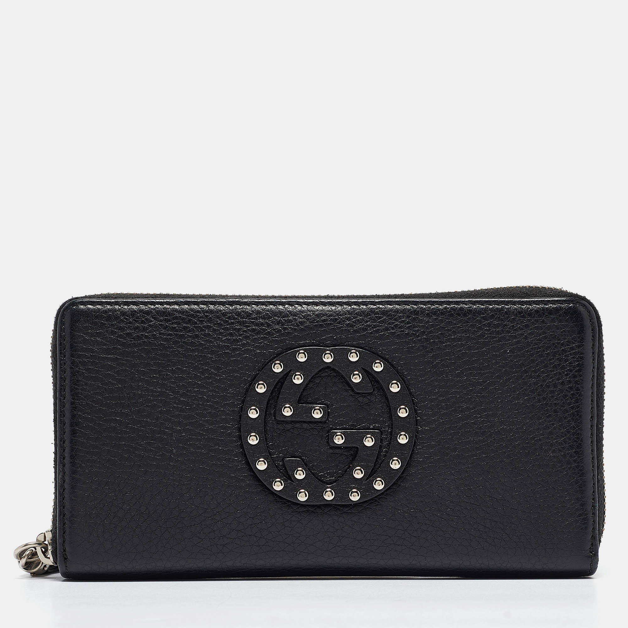 مملوكة مسبقًا Gucci Black Leather Studded Soho Continental Wallet