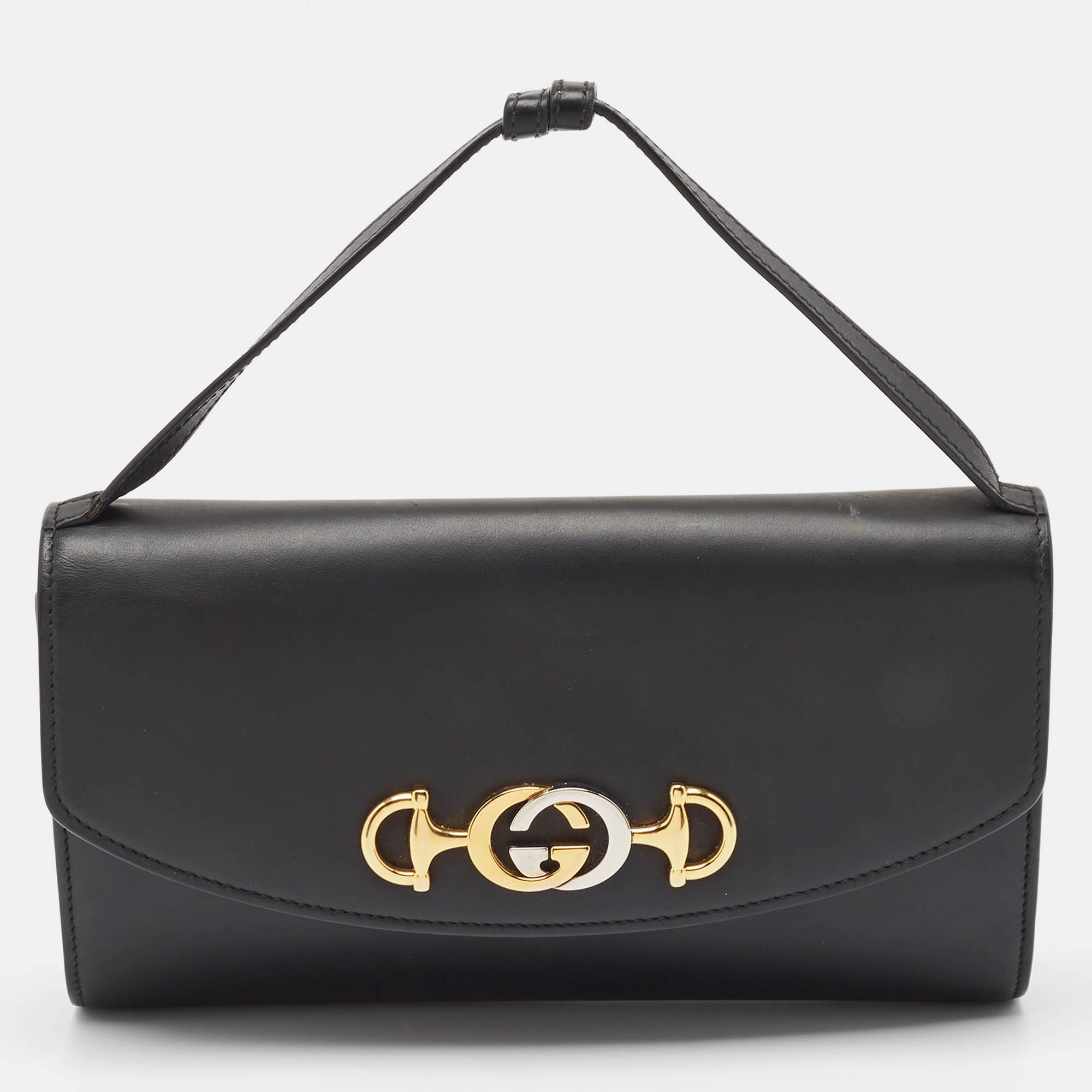 Pre Owned Gucci Black Leather Zumi Clutch Bag