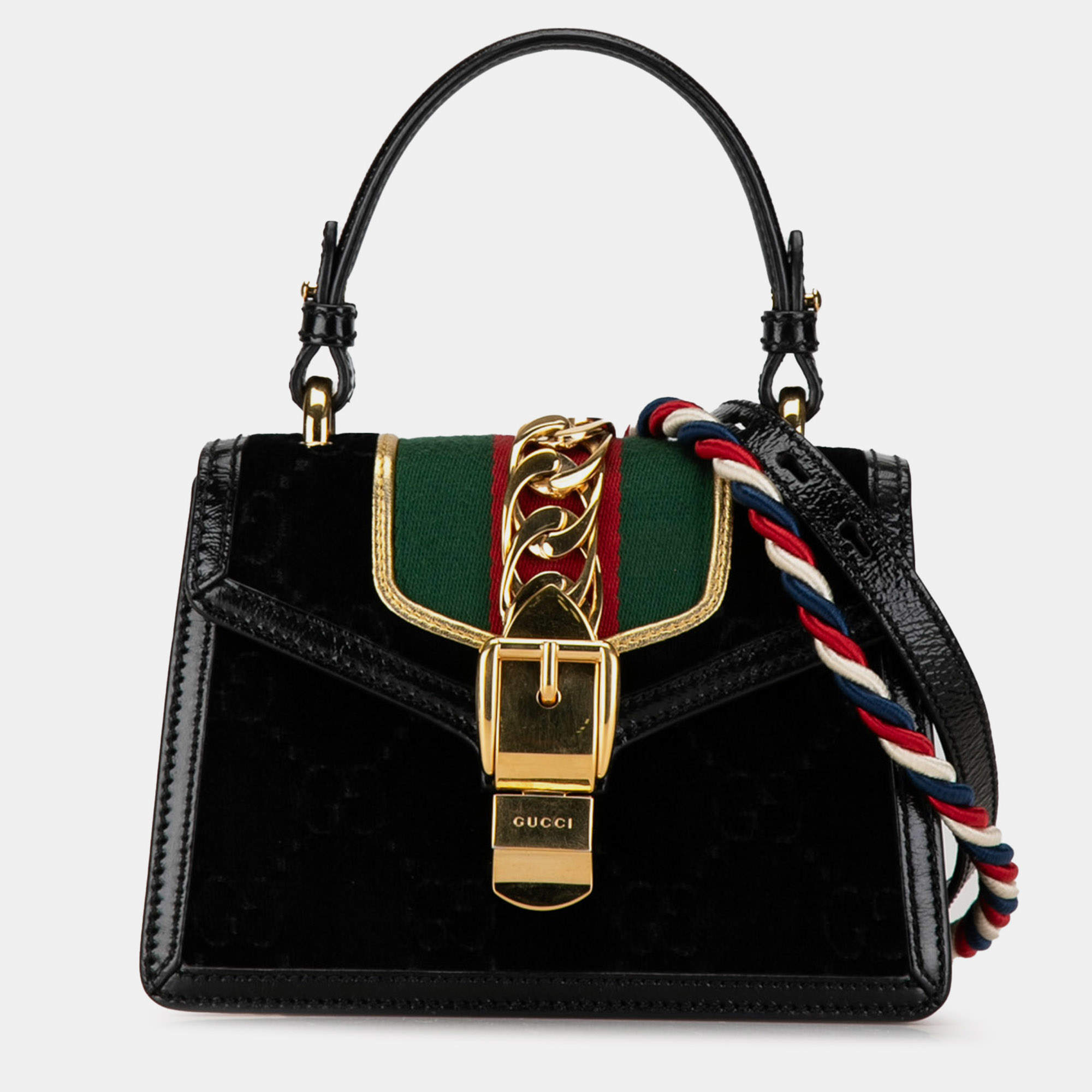 Gucci Mini GG Velvet Sylvie Satchel Bag