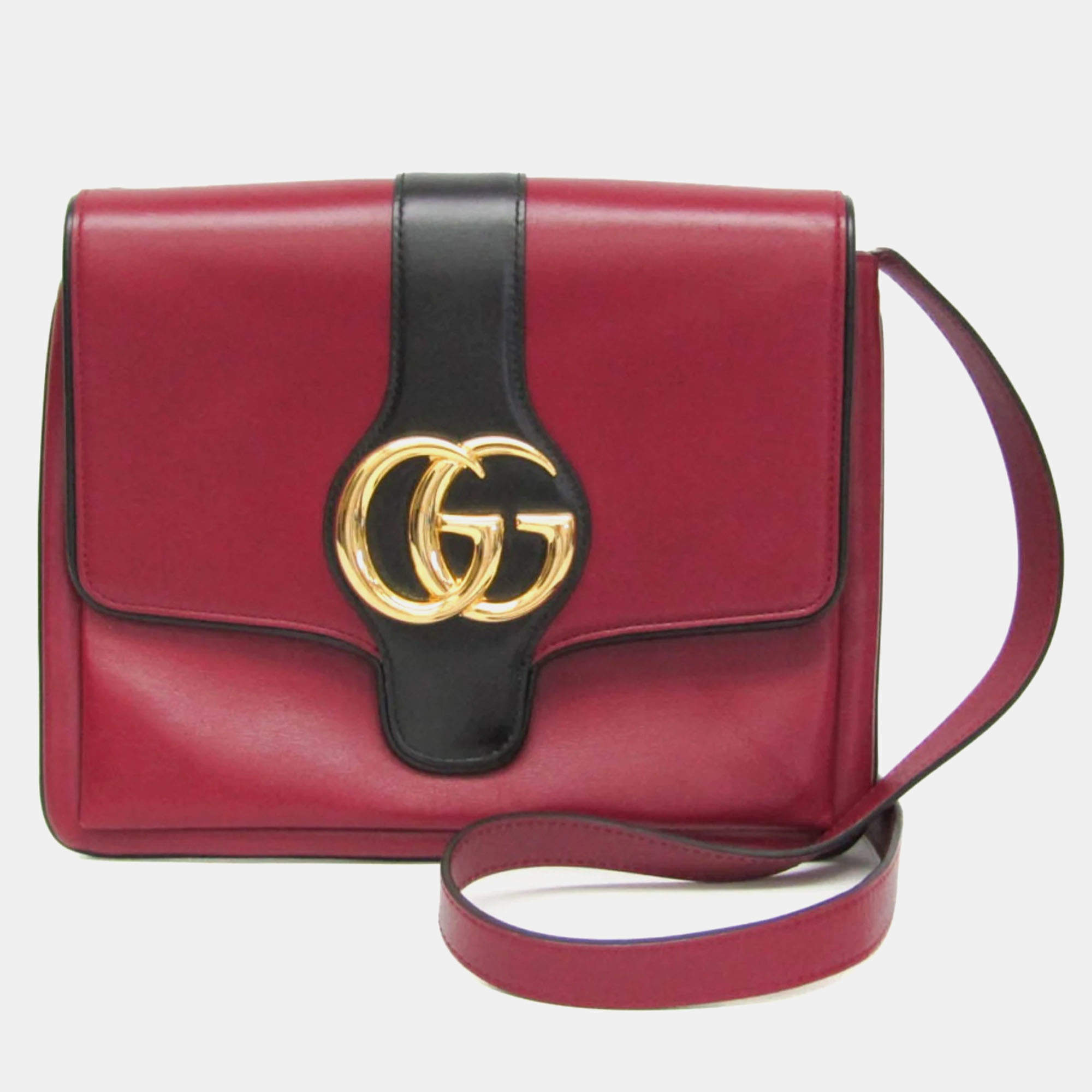 Pre Owned Gucci Red/Black Leather Small Arli Crossbody Bag