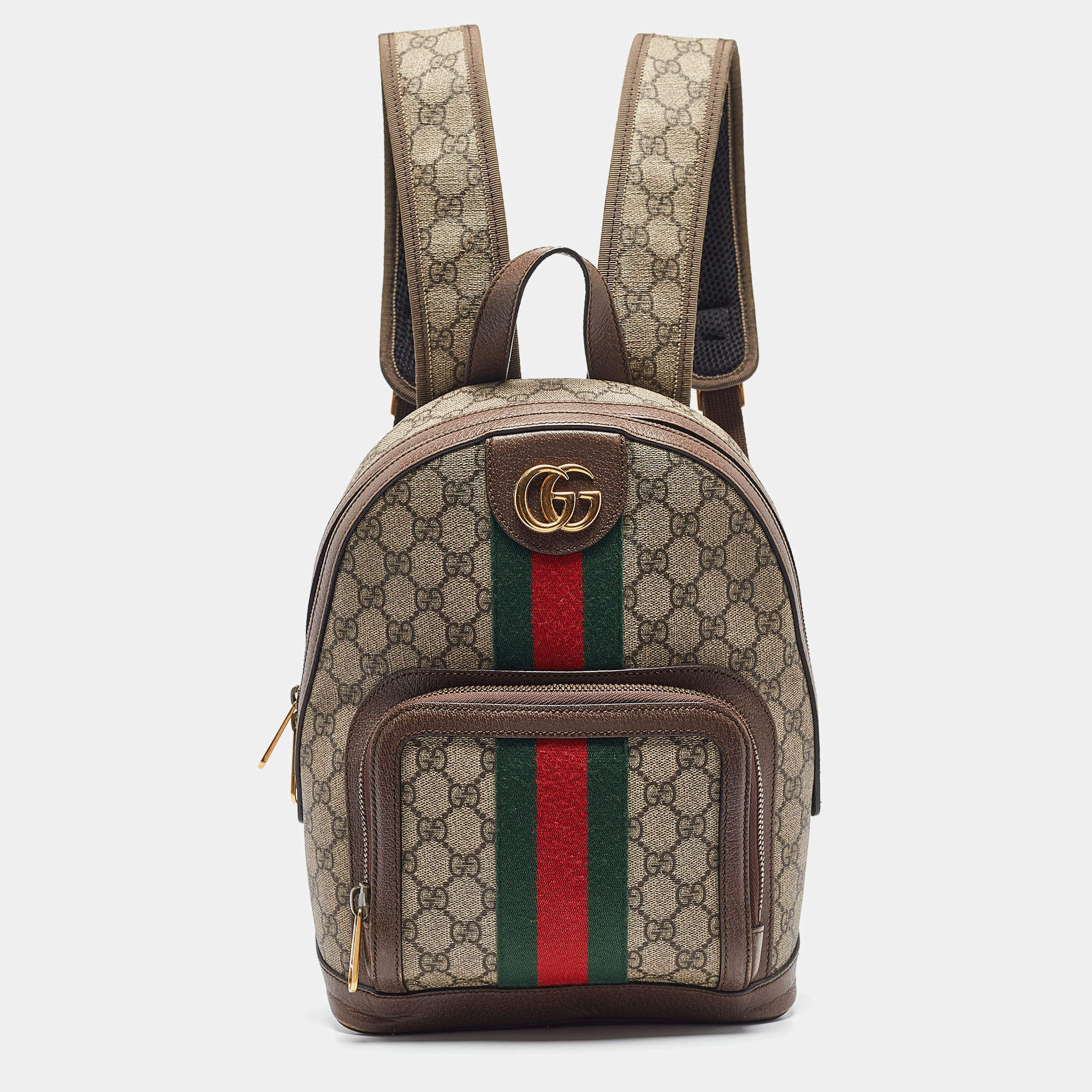 مملوكة مسبقًا Gucci Beige/Ebony GG Supreme Canvas and Leather Small Ophidia Backpack